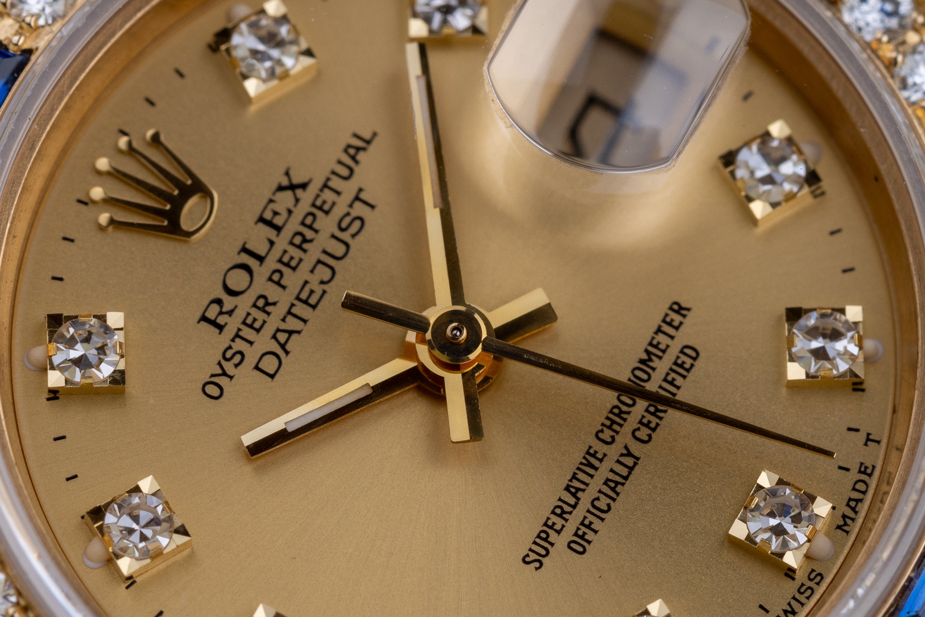 Rolex Lady DateJust | REF. 69158 | Champagne Diamond Dial | Sapphire Diamond Bezel & Shoulders | 18K Yellow Gold