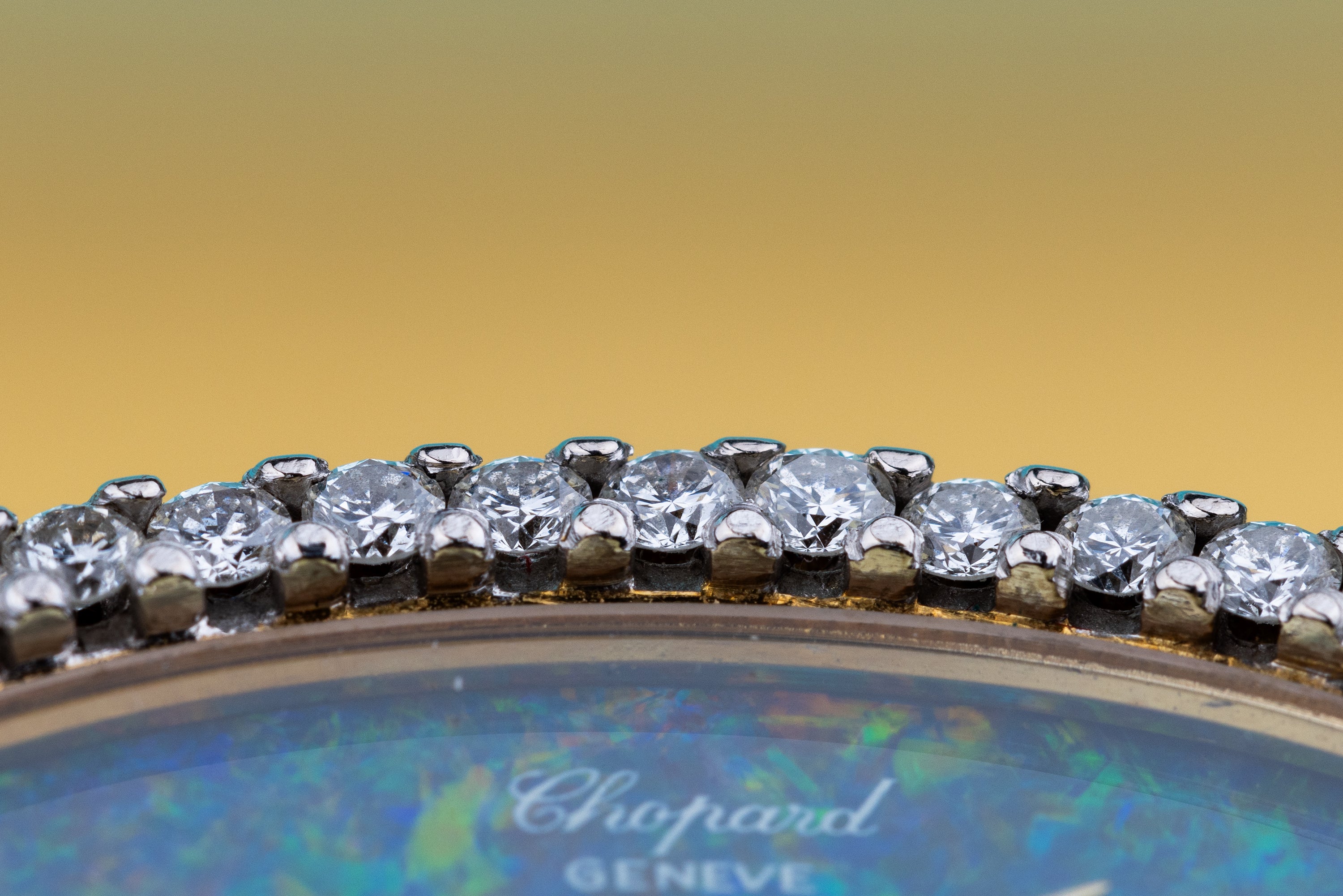 Chopard | REF. 5053 1 | Rare Opal Dial & Large Diamond Bezel | Oblong Case | 18k Yellow Gold | 1970s