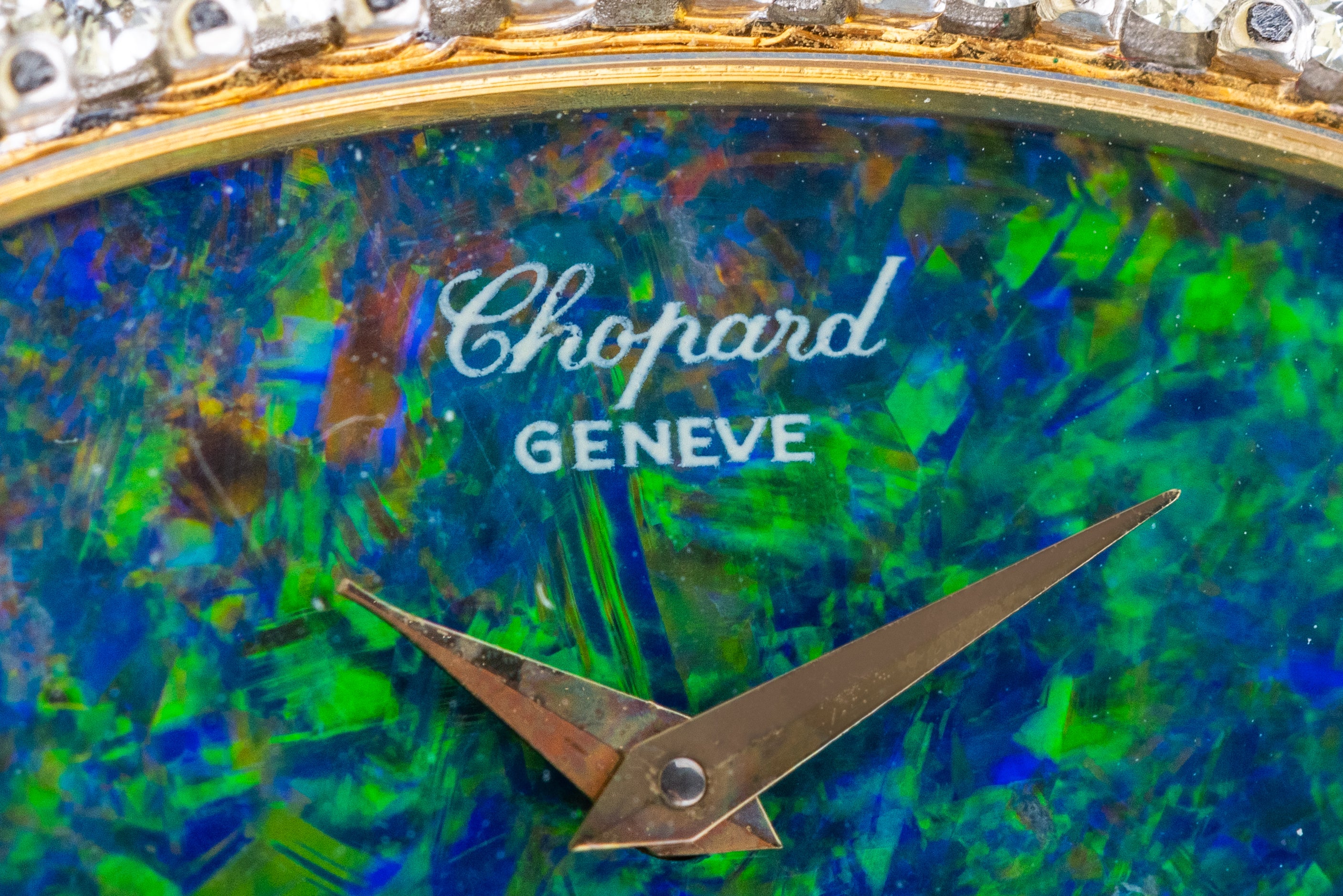Chopard | REF. 5053 1 | Rare Opal Dial & Large Diamond Bezel | Oblong Case | 18k Yellow Gold | 1970s