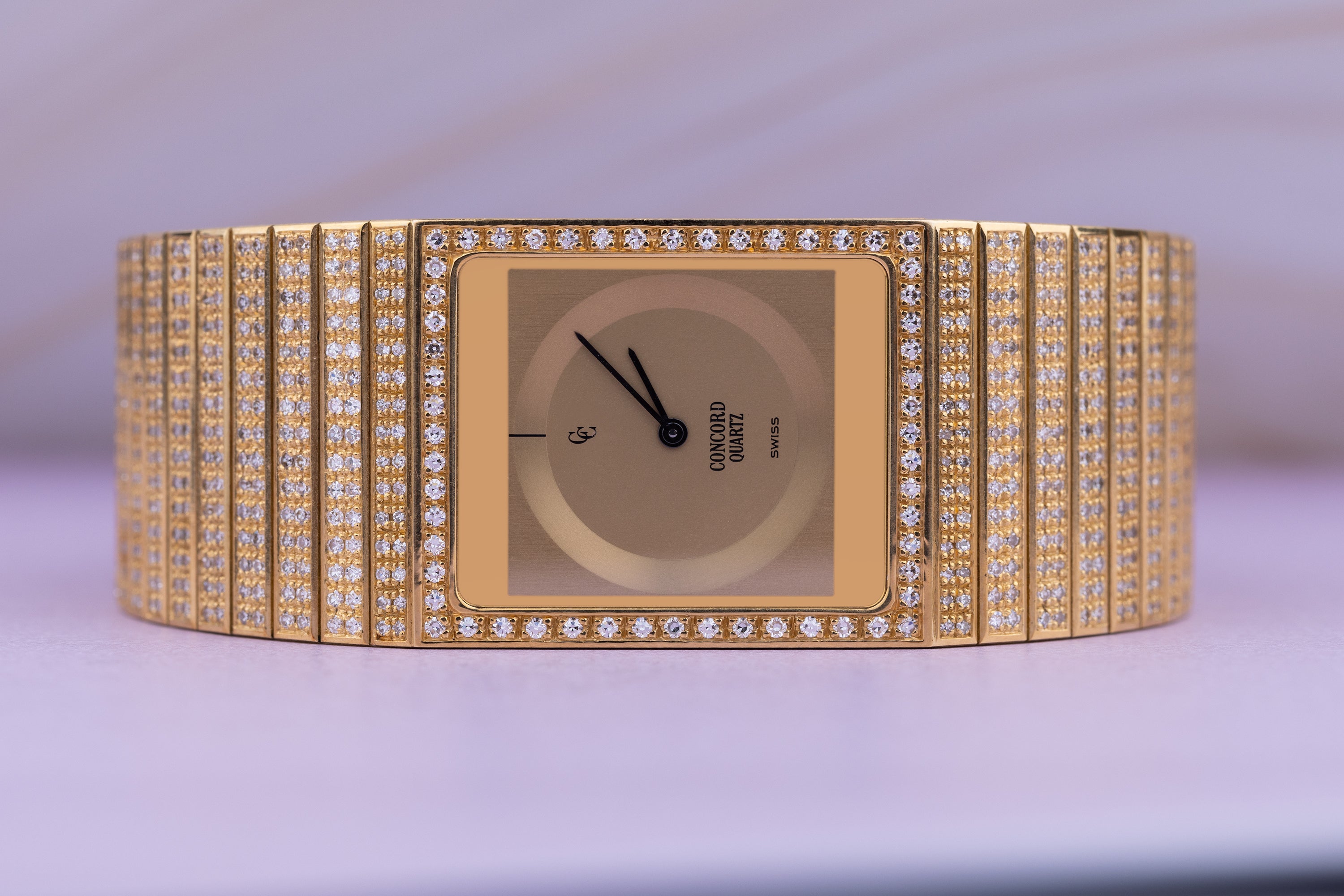 Concord Delirium | REF. 51 77 615 | Pave Diamond Bracelet & Bezel | Quartz | 18k Yellow Gold | 24.5mm | 1980s