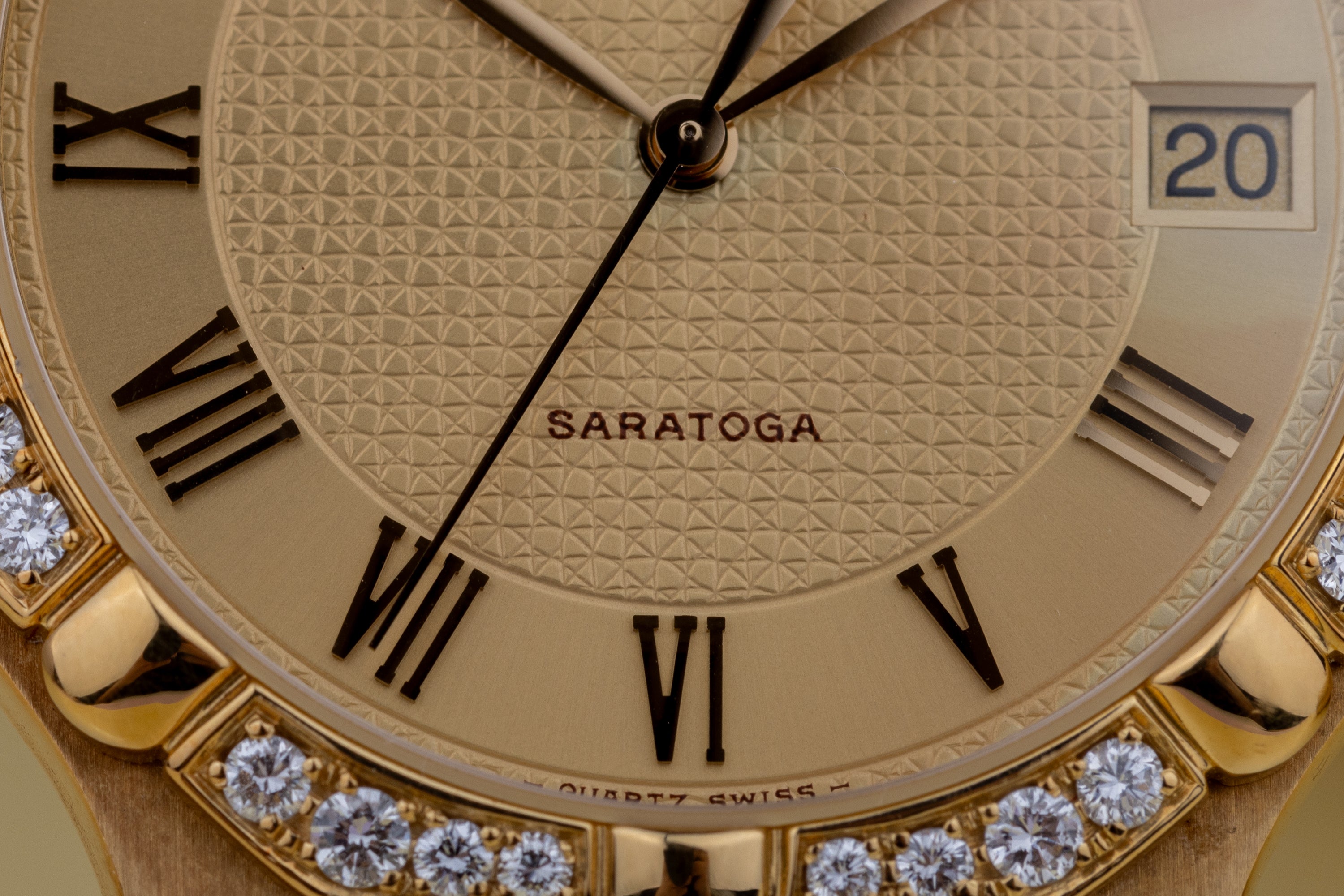 Concord Saratoga with Omani Khanjar Caseback | REF. 51 58 237/1 | Gold Dial & Diamond Bezel | 18k Yellow Gold | 1980s | Quartz | 31.5mm