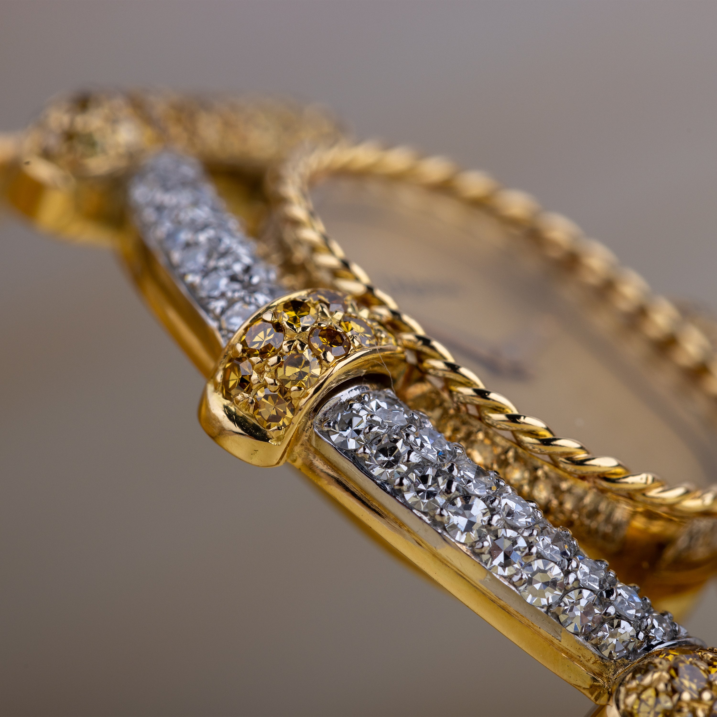 DeLaneau White & Yellow Diamond Wristwatch | Kutchinsky Caseback | Gold Dial | 18k Yellow & White Gold | 1970's