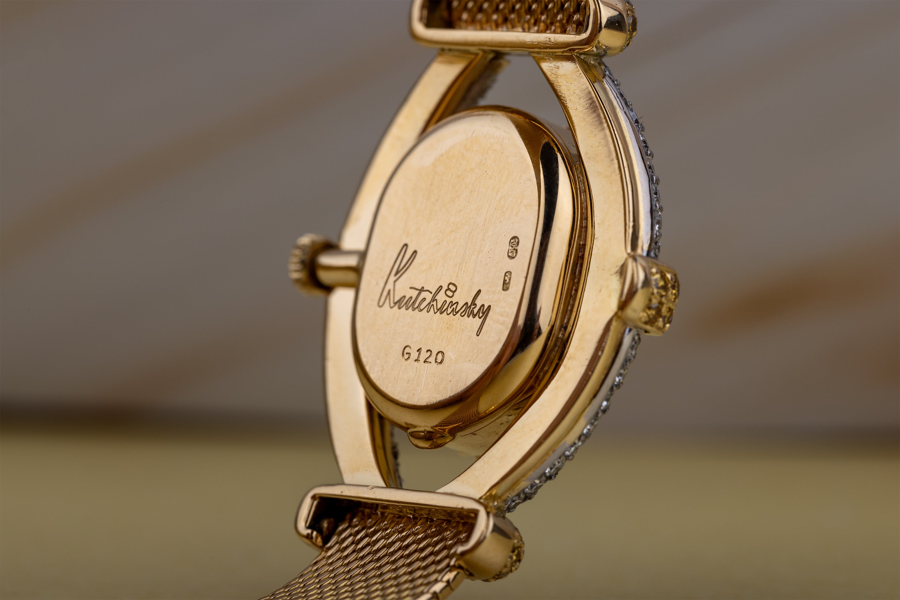 DeLaneau White & Yellow Diamond Wristwatch | Kutchinsky Caseback | Gold Dial | 18k Yellow & White Gold | 1970's