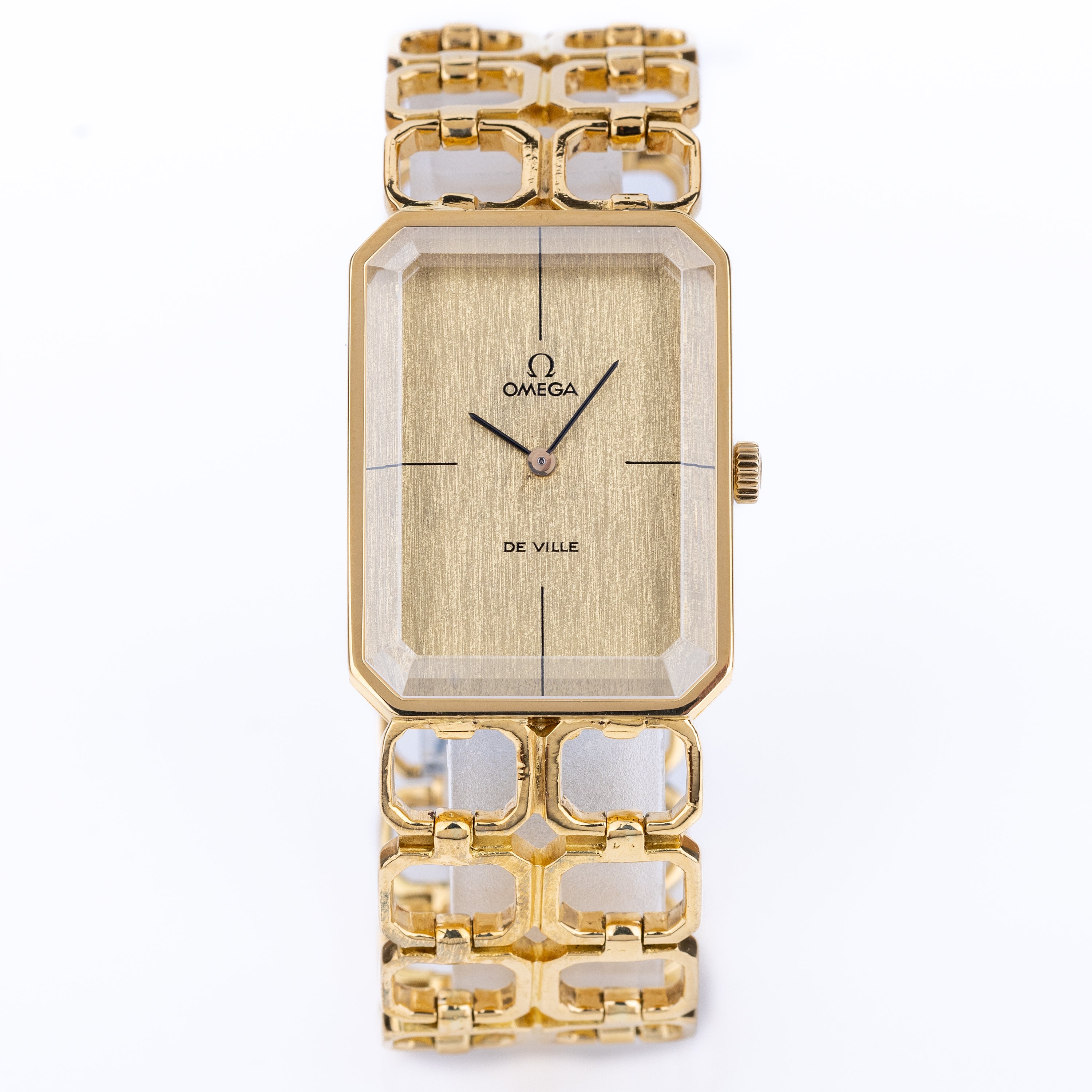 Omega De Ville 'Emerald' Collection | REF. 8271 | Gold Dial | Emerald-Cut Raised Glass | Oblong Case | Circa 1970s | 18k Yellow Gold