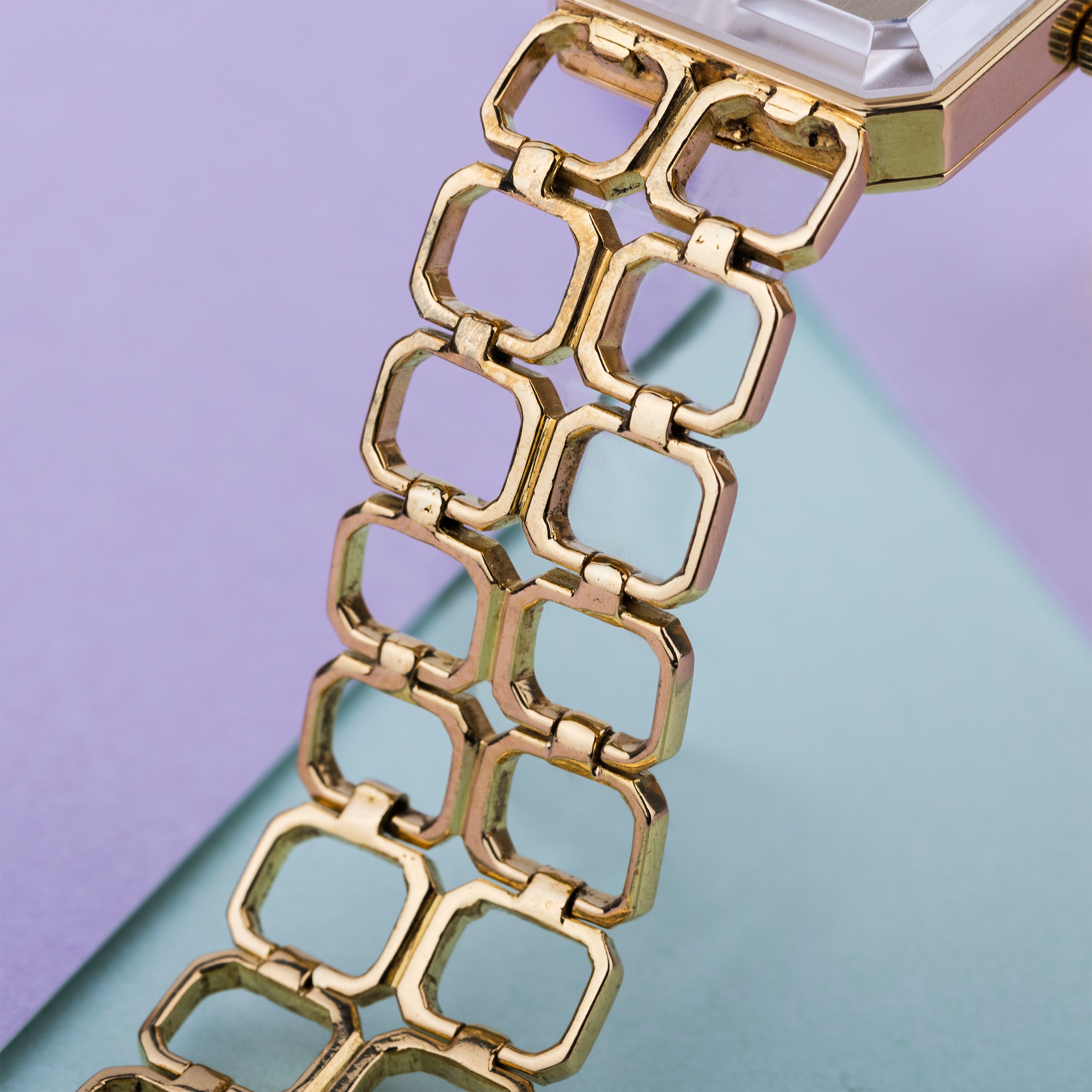 Omega De Ville 'Emerald' Collection | REF. 8271 | Gold Dial | Emerald-Cut Raised Glass | Oblong Case | Circa 1970s | 18k Yellow Gold