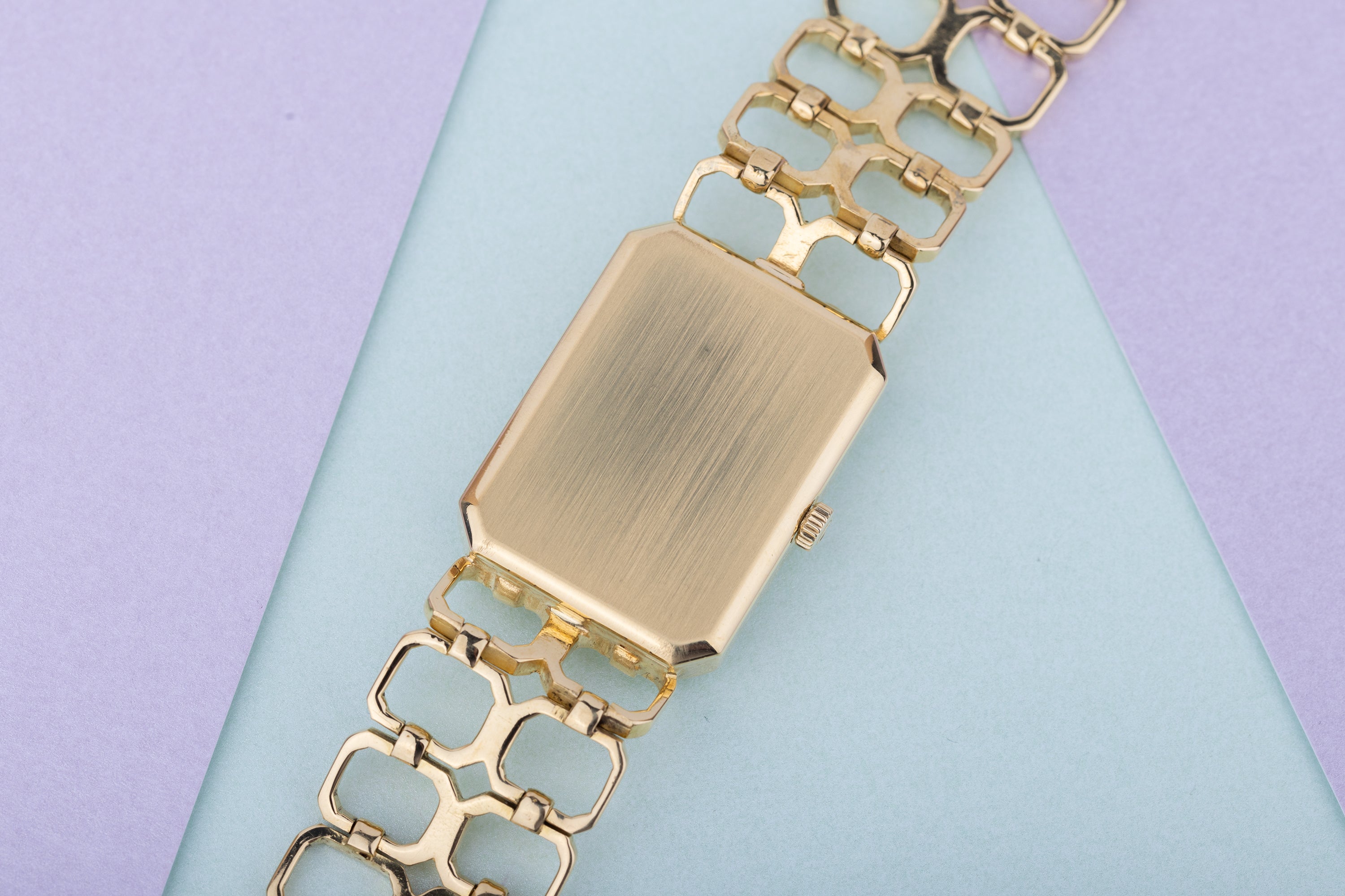 Omega De Ville 'Emerald' Collection | REF. 8271 | Gold Dial | Emerald-Cut Raised Glass | Oblong Case | Circa 1970s | 18k Yellow Gold