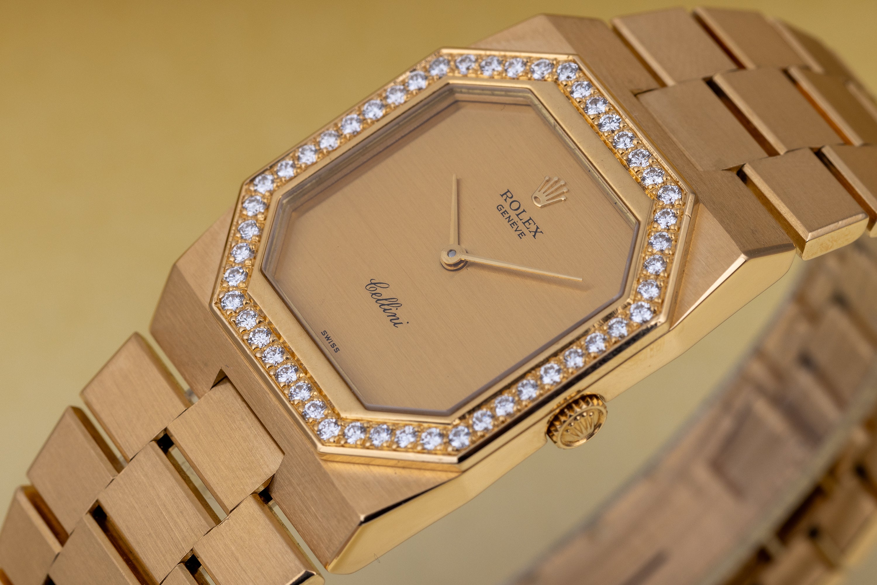 Rolex Cellini | REF. 1650 | Diamond Bezel | Gold Dial | 1981 | 18k Yellow Gold