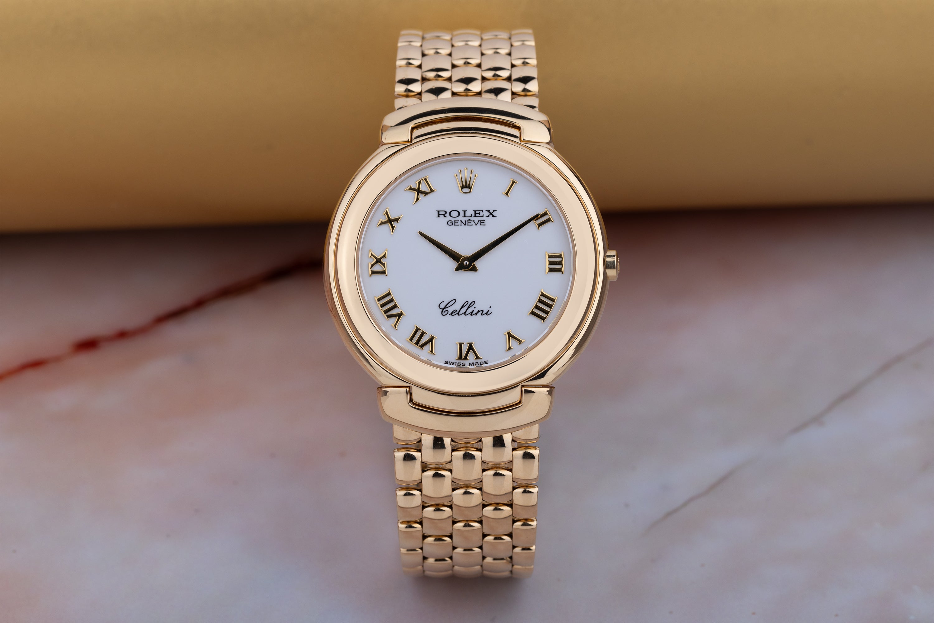 Rolex Cellini | REF. 6623 | White Porcelain Dial | Roman Numerals | 37mm | 18k Yellow Gold | 1990