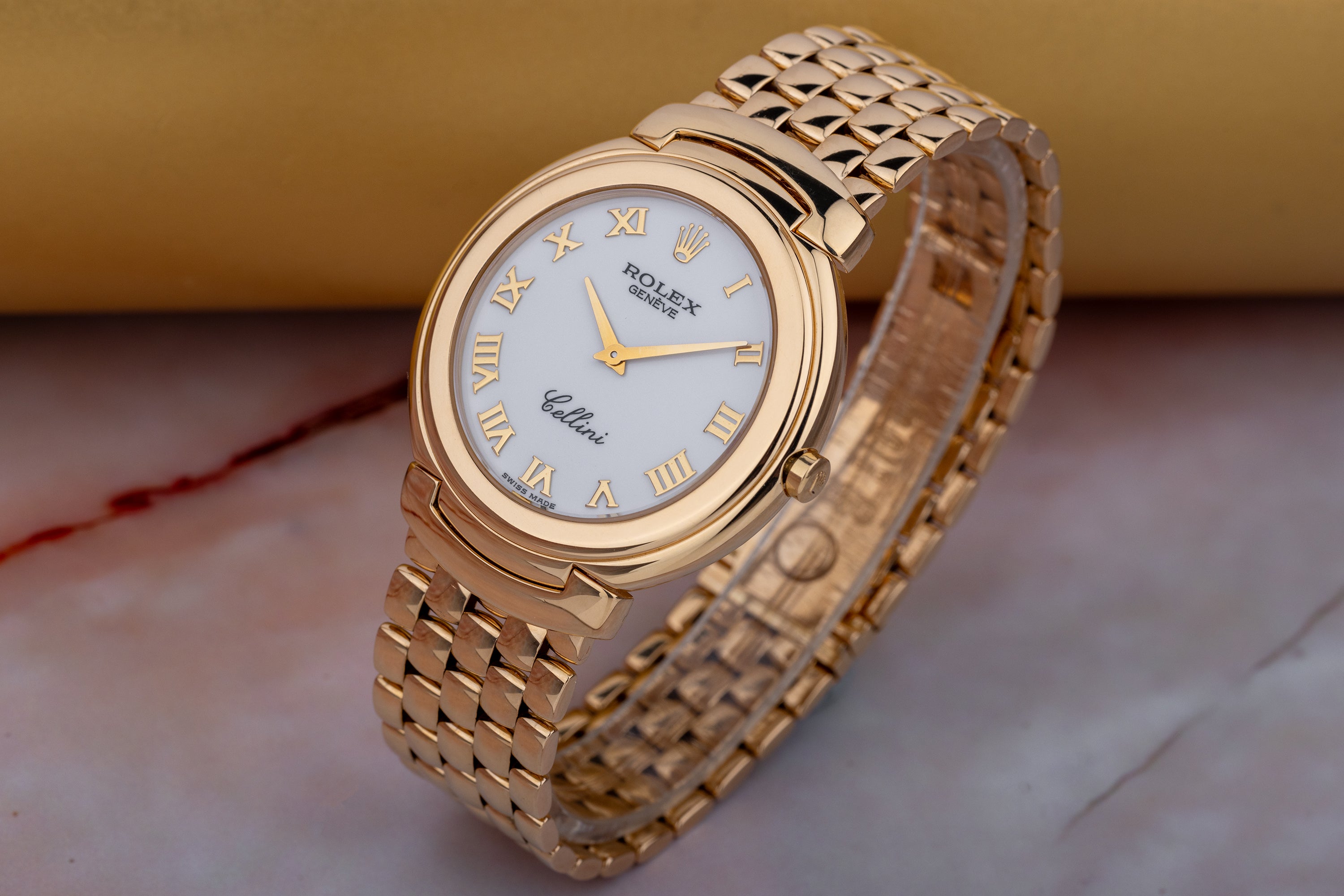 Rolex Cellini | REF. 6623 | White Porcelain Dial | Roman Numerals | 37mm | 18k Yellow Gold | 1990