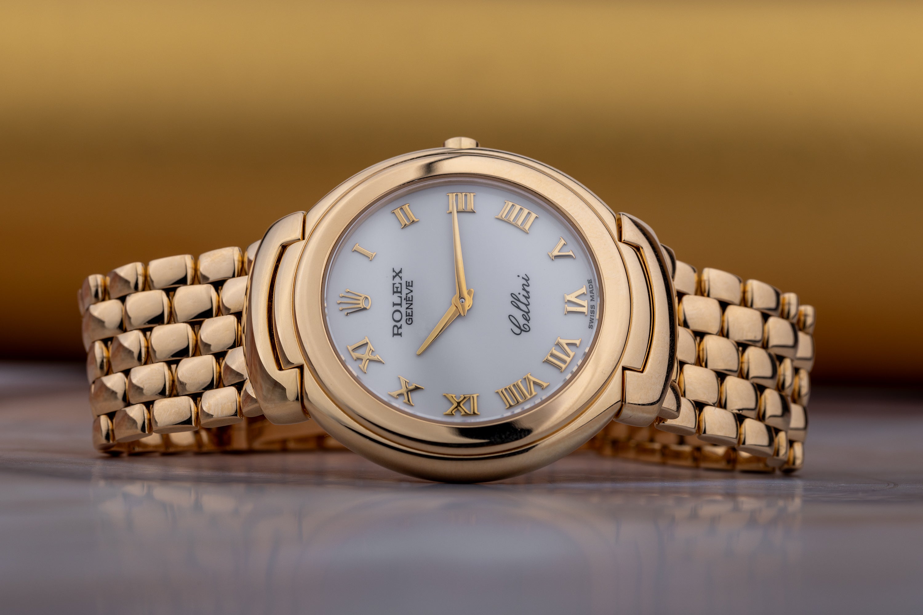 Rolex Cellini | REF. 6623 | White Porcelain Dial | Roman Numerals | 37mm | 18k Yellow Gold | 1990