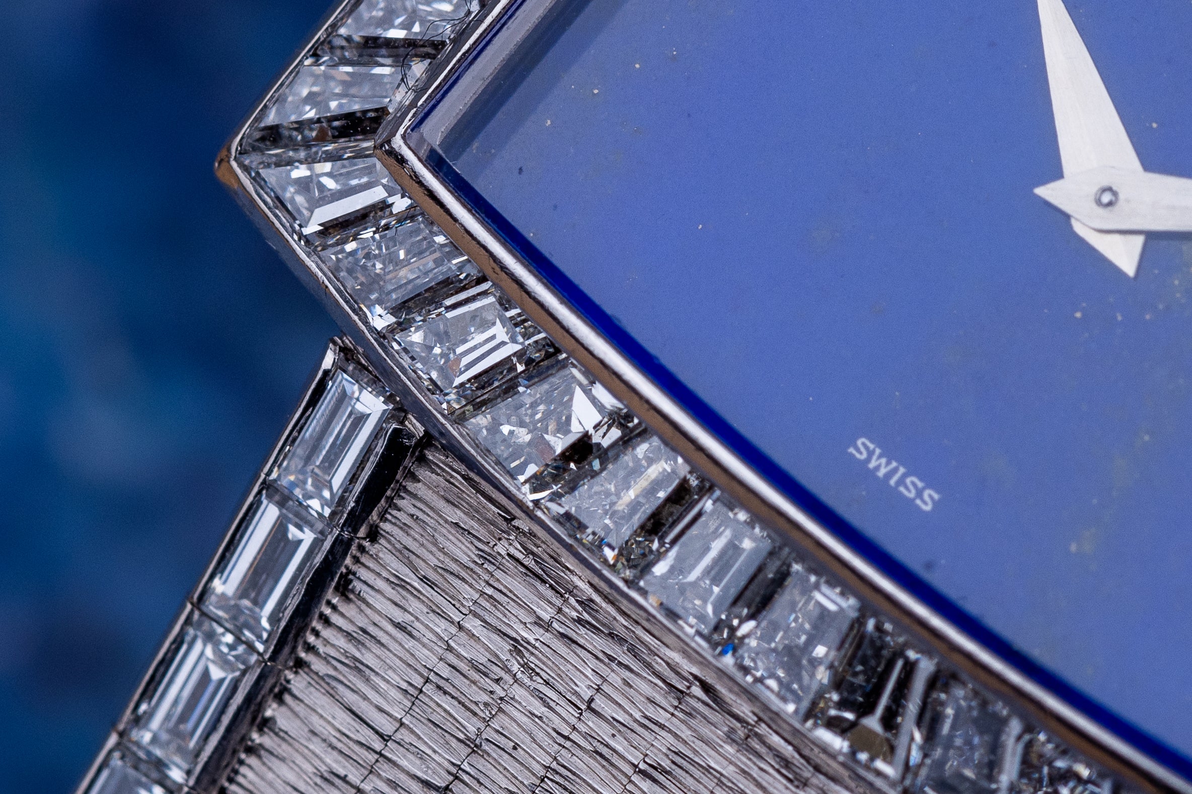 Rare 1970's Piaget | REF. 9665 H 6 | Lapis Lazuli Dial | Baguette Diamond Bezel & Bracelet Lining | 18k White Gold | 31.5mm