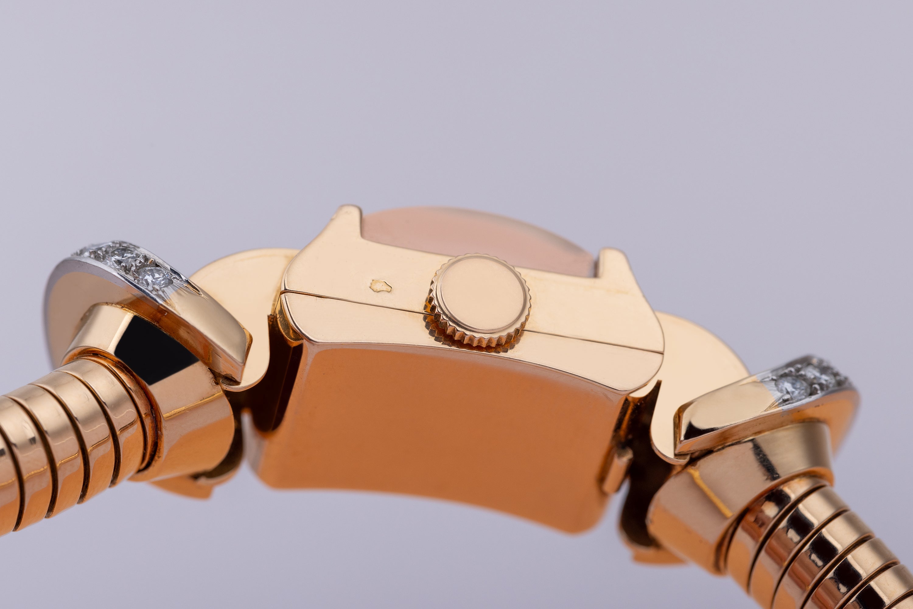 Vintage Longines Watch Circa 1950's | Diamond Shoulders | 18k Yellow Gold | 15mm Wide