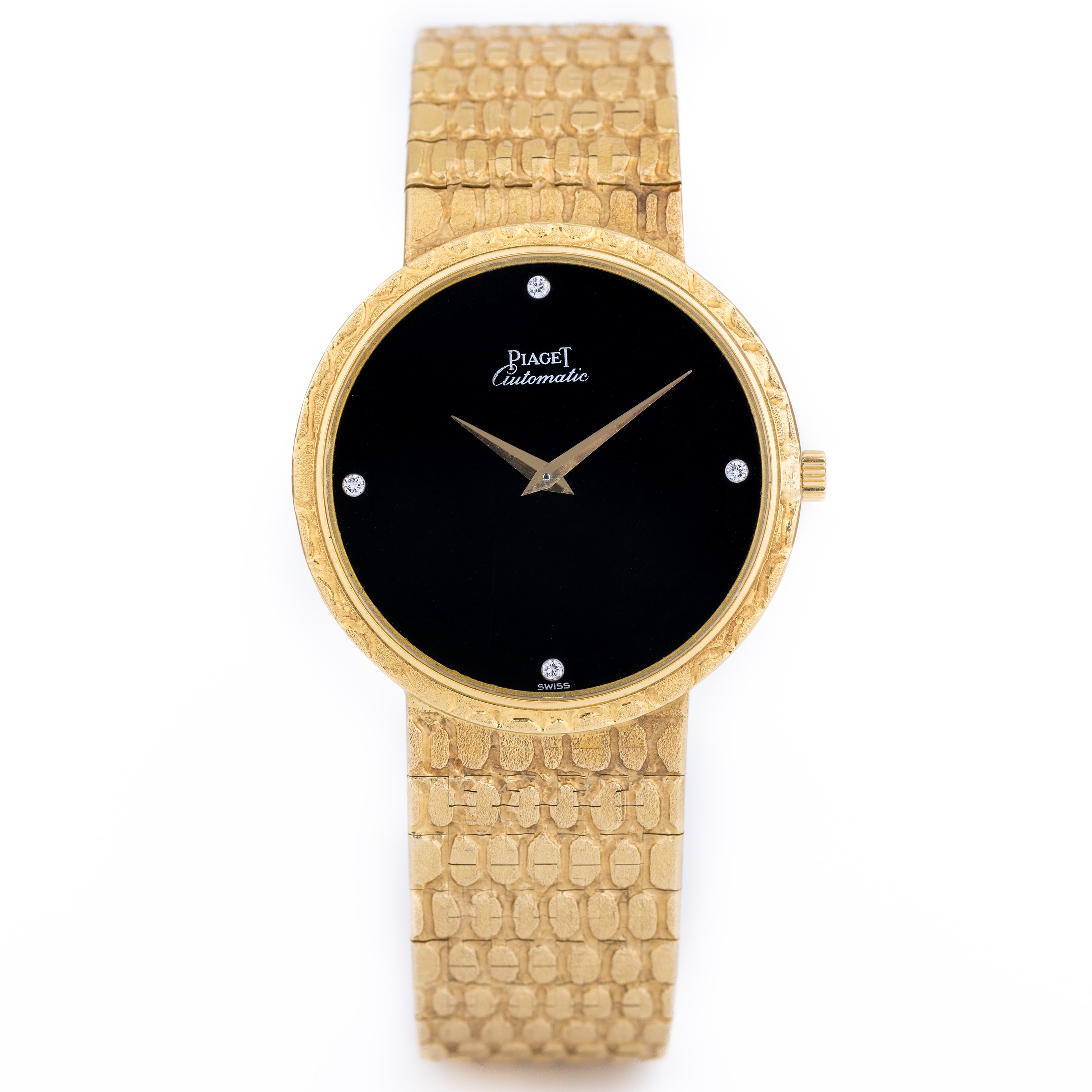 Vintage Piaget | Onyx Dial & Diamond Dial | Automatic | 18k Yellow Gold | Circa 1980's | 34mm