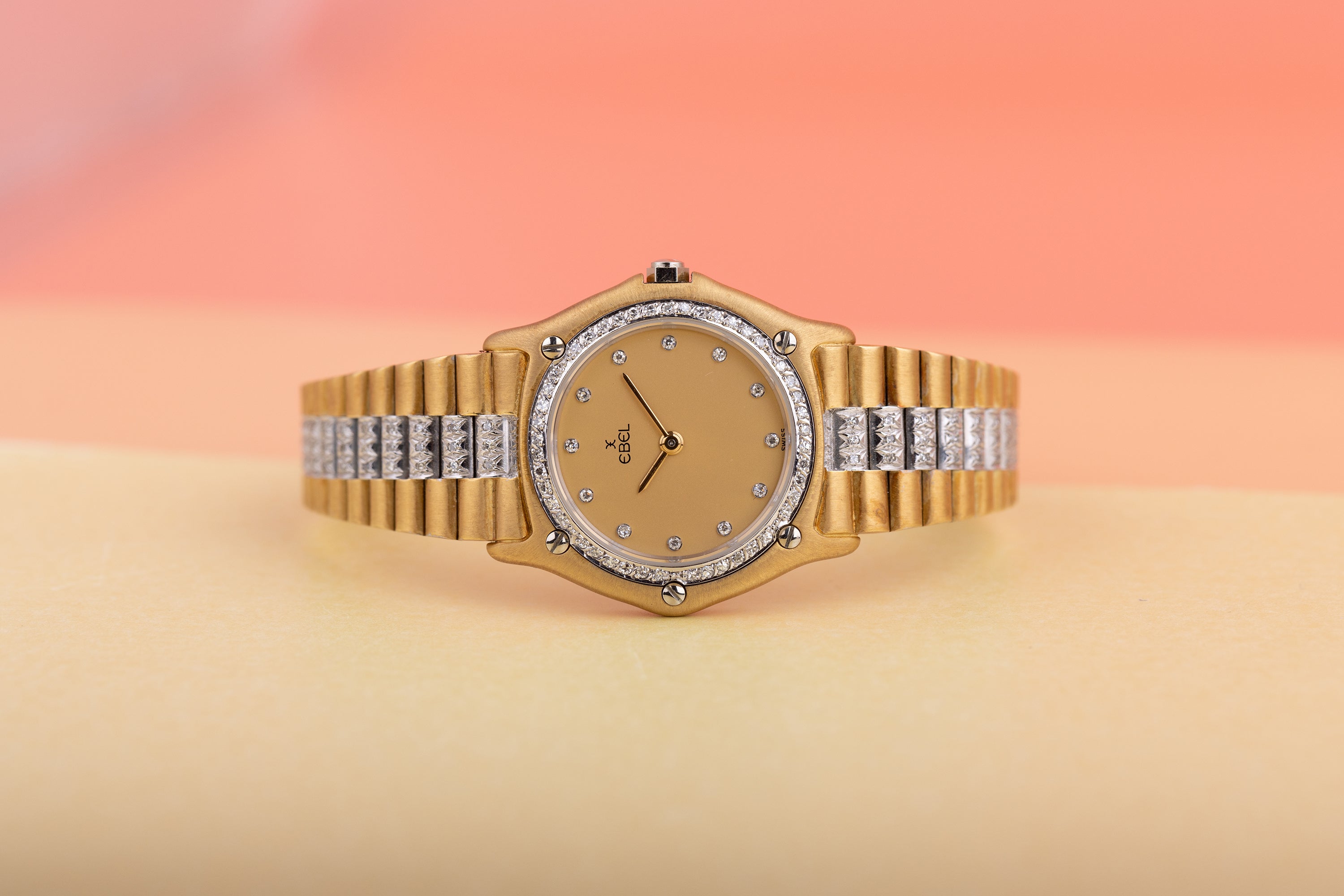 Unworn Ebel Sport Classic Lady Wristwatch | REF. 881908 | 18k White & Yellow Gold | Diamond Dial,x Bezel & Bracelet | Circa 1980s