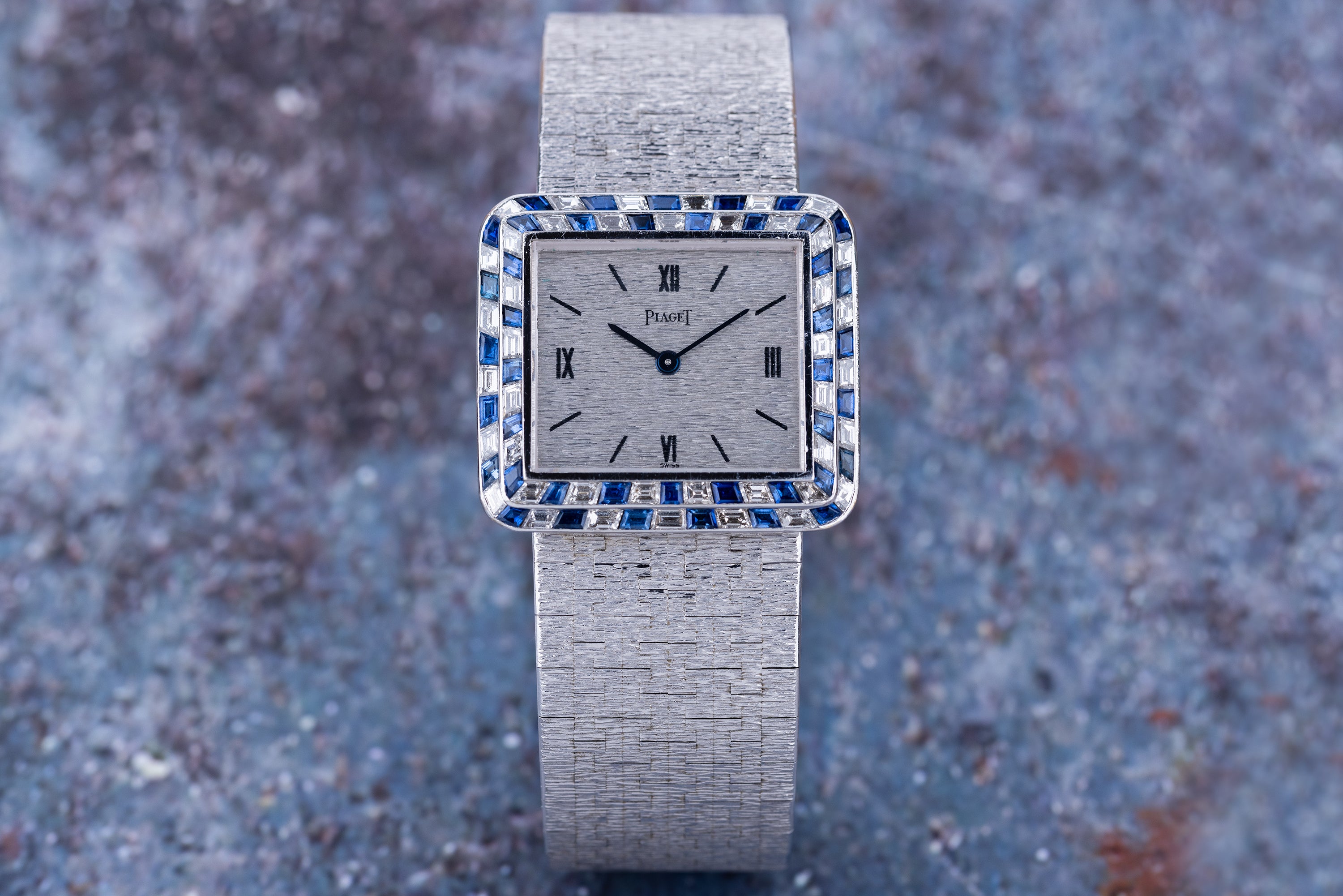 Vintage Piaget | REF. 9366A6 | Diamond & Sapphire Bezel | 18k White Gold | 30mm | 1970's