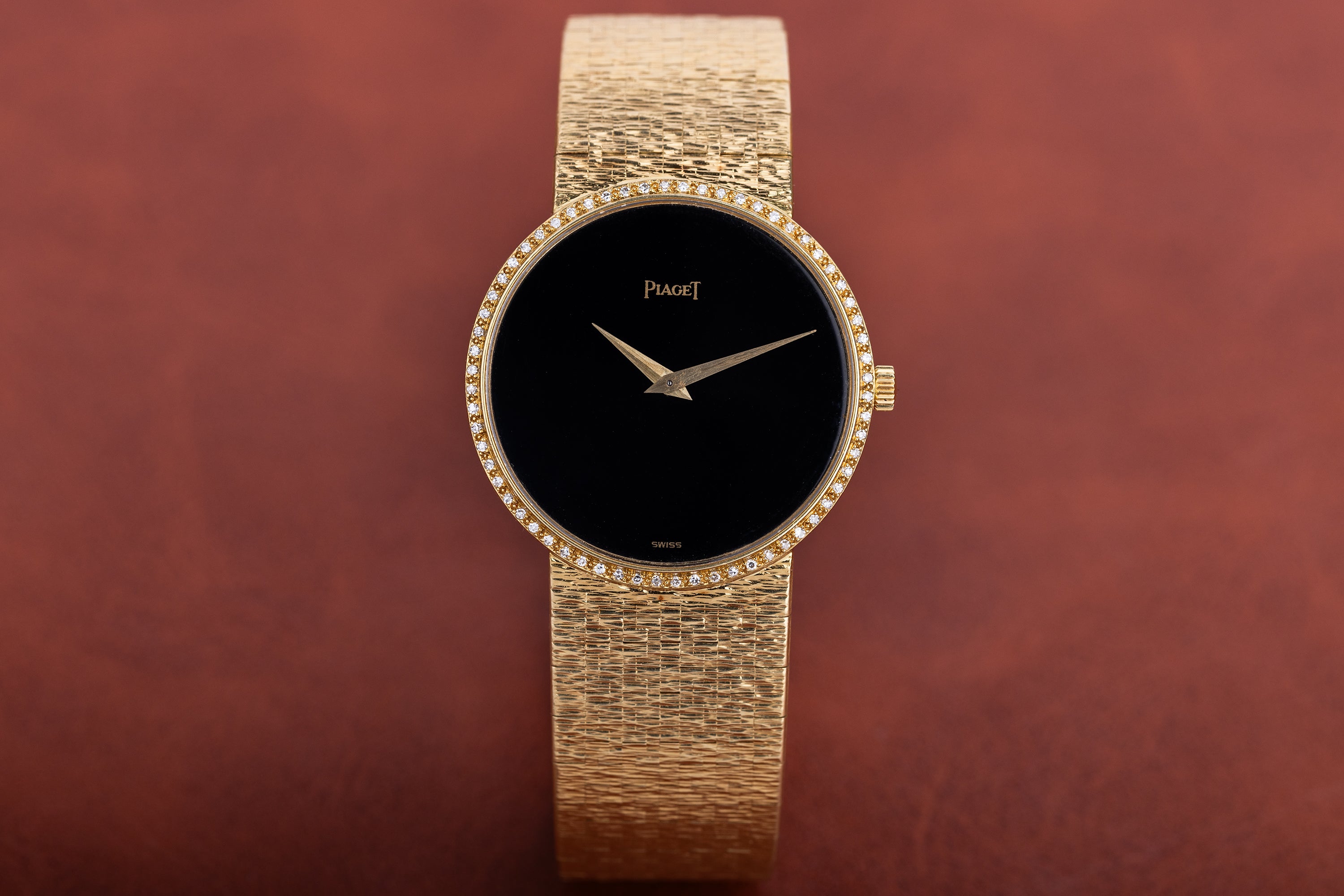 Vintage Piaget | Onyx Dial | Diamond Bezel | 18k Yellow Gold | Circa 1980's | 31.5mm