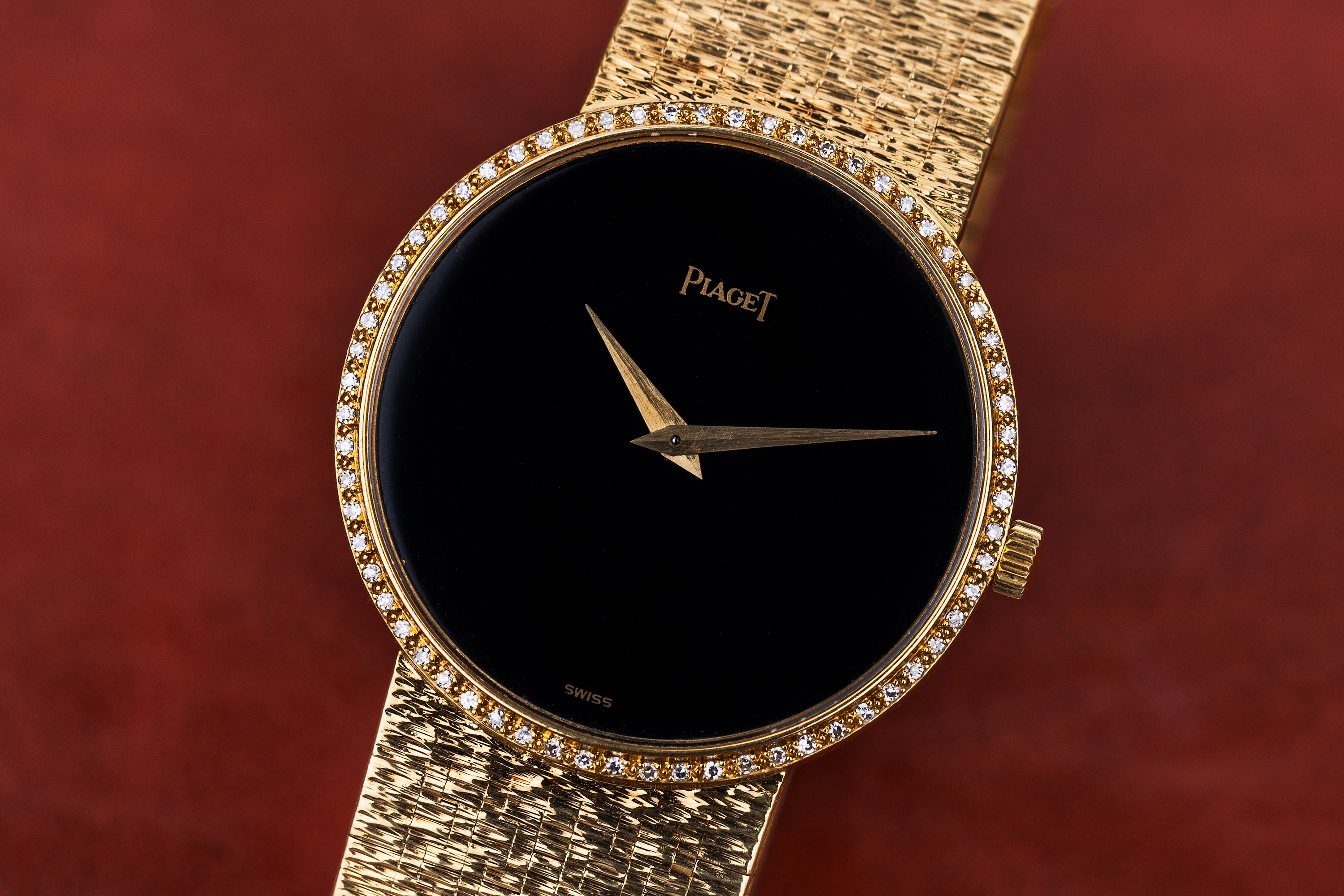 Vintage Piaget | Onyx Dial | Diamond Bezel | 18k Yellow Gold | Circa 1980's | 31.5mm