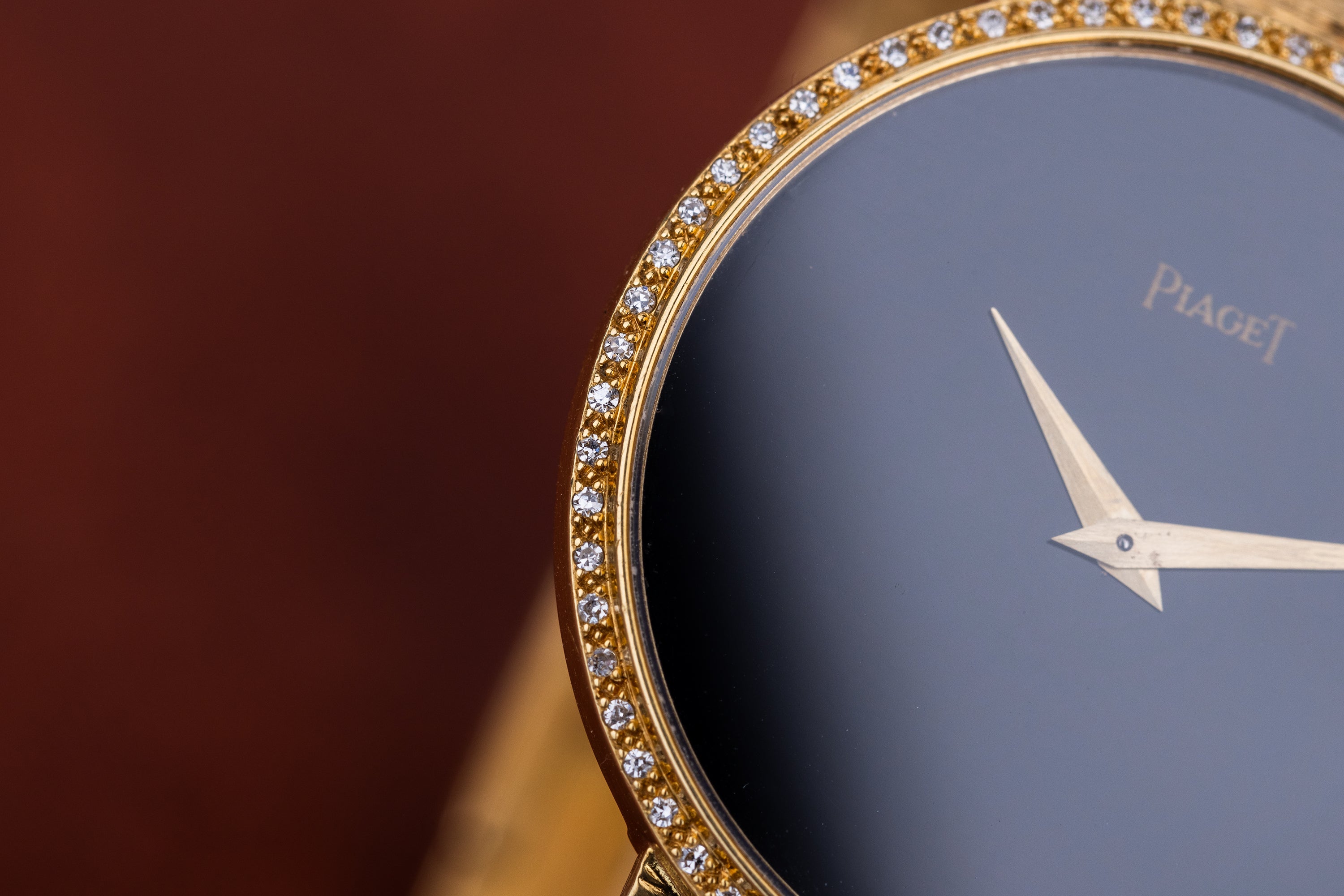 Vintage Piaget | Onyx Dial | Diamond Bezel | 18k Yellow Gold | Circa 1980's | 31.5mm