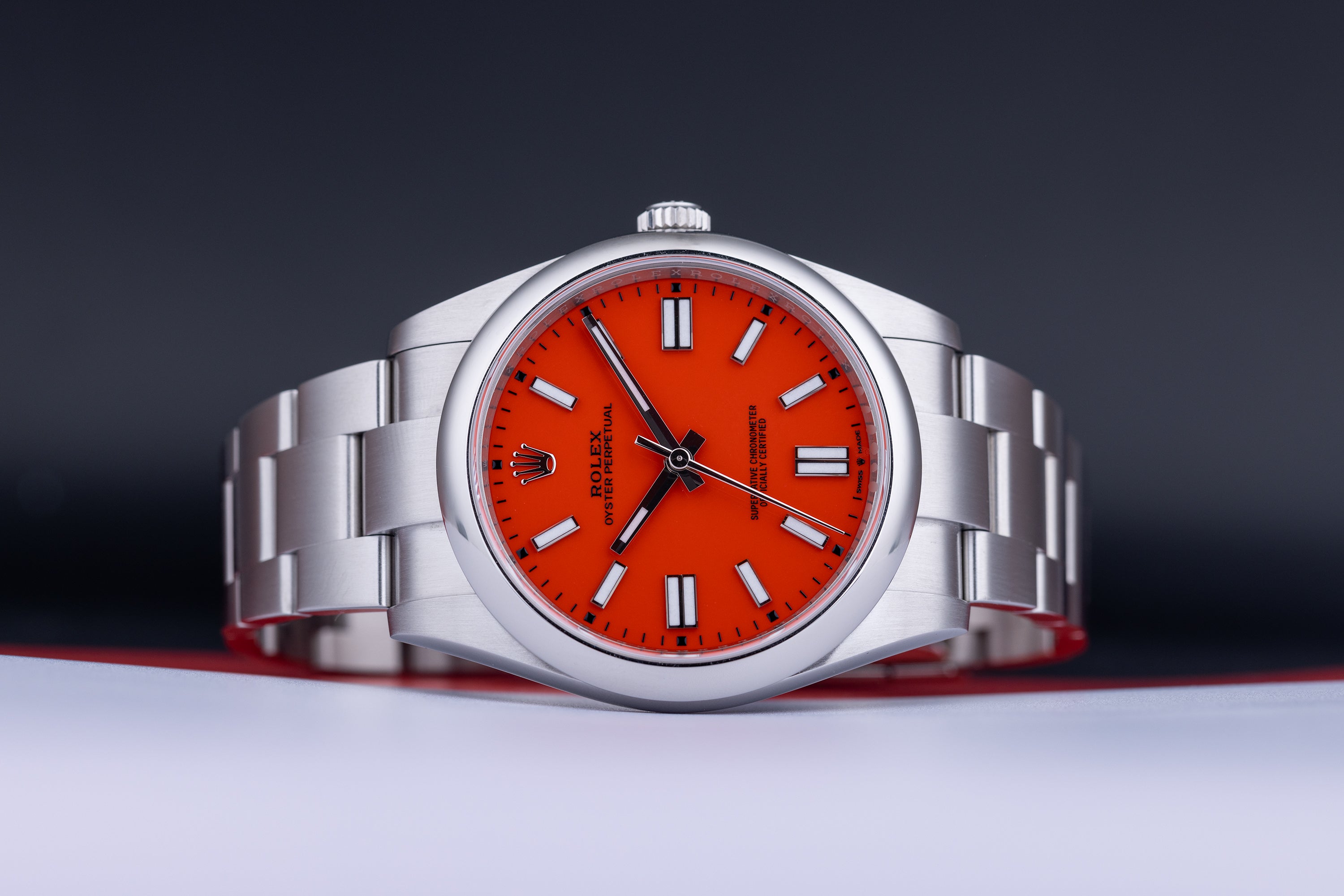 Rolex Oyster Perpetual 41mm | REF. 124300 | Red Dial | Box & Papers | 2021 | Stainless Steel