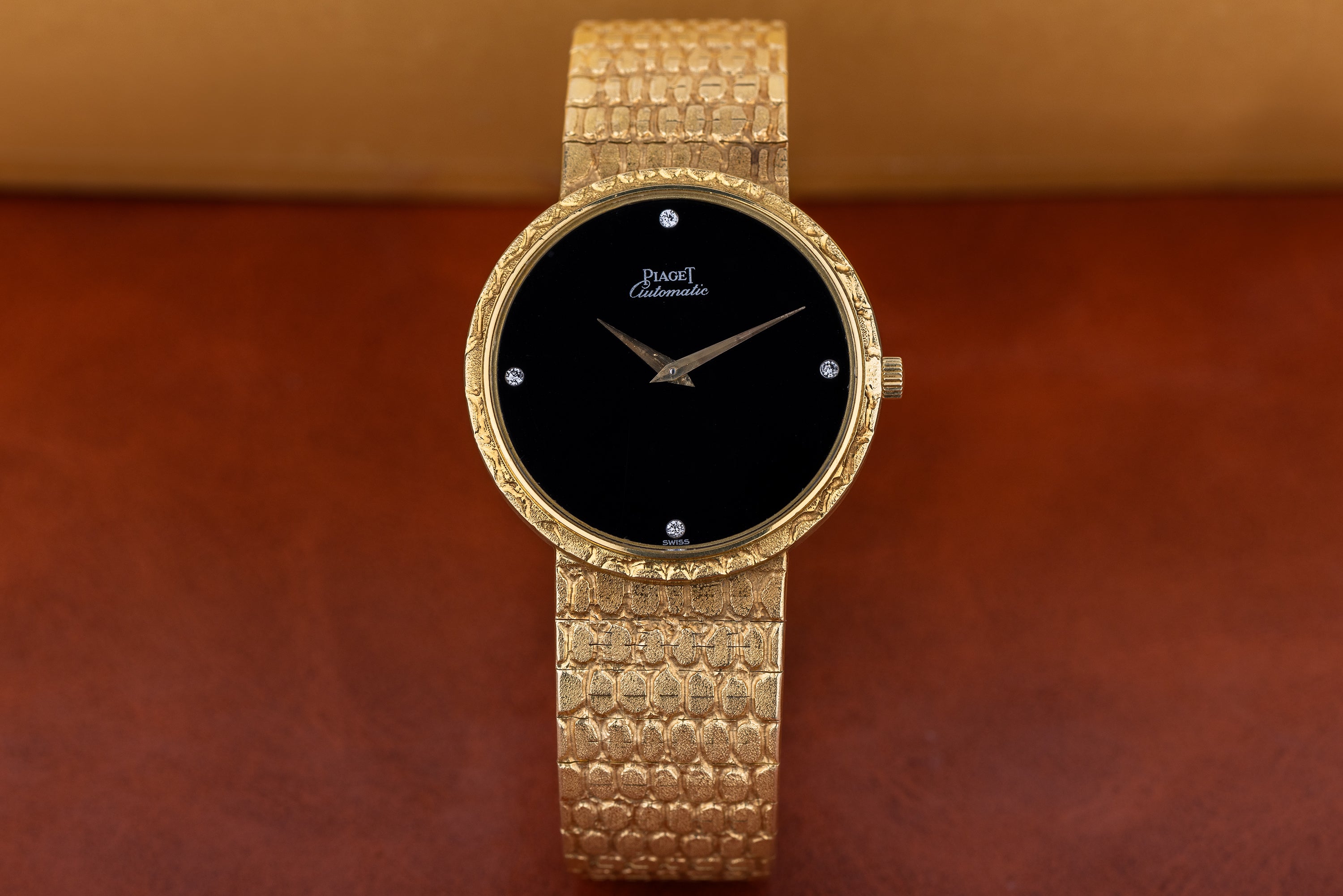 Vintage Piaget | Onyx Dial & Diamond Dial | Automatic | 18k Yellow Gold | Circa 1980's | 34mm