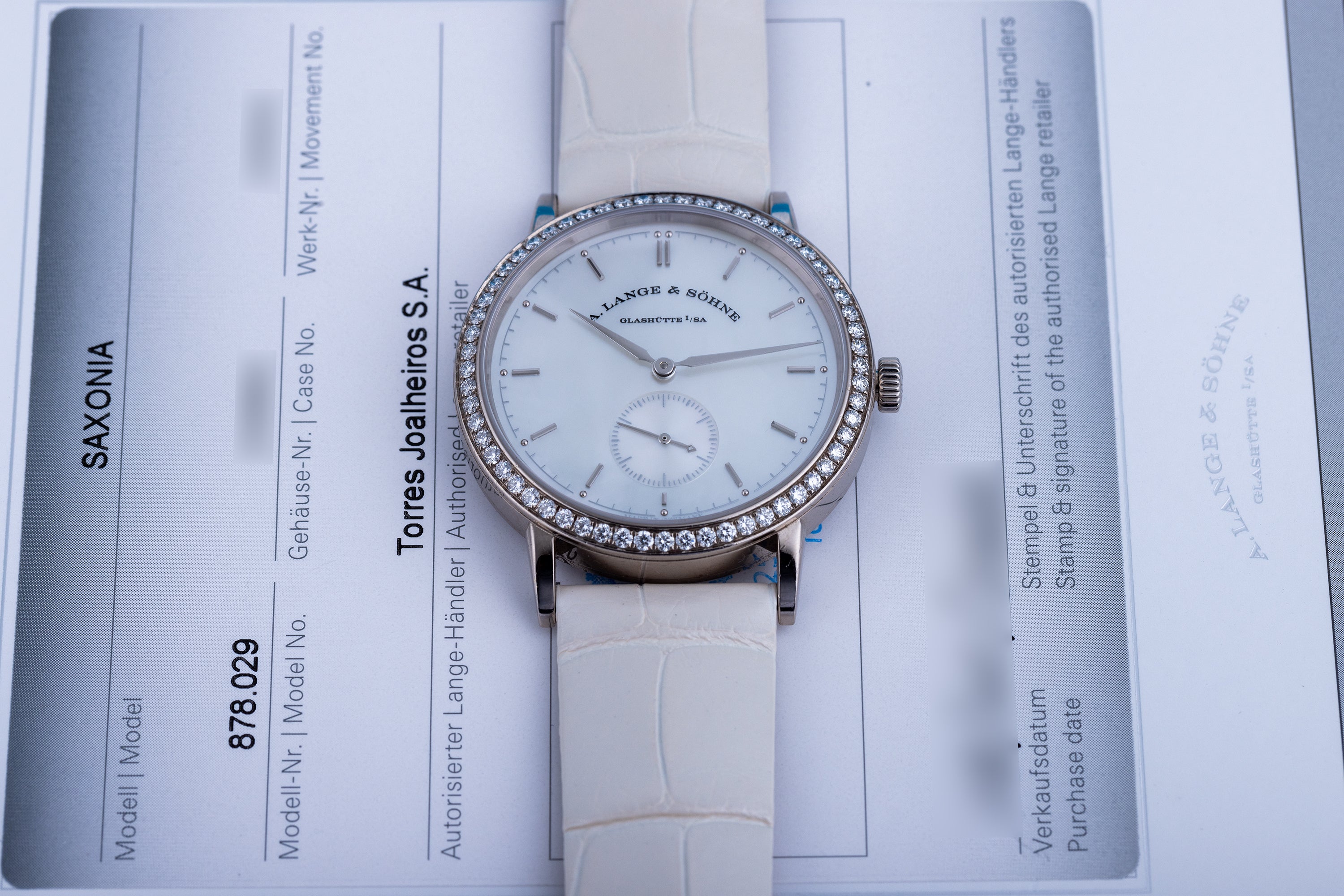 A. Lange & Söhne Saxonia | REF. 878.029 | 18k White Gold | Mother of Pearl Dial | 2020 | Box & Papers