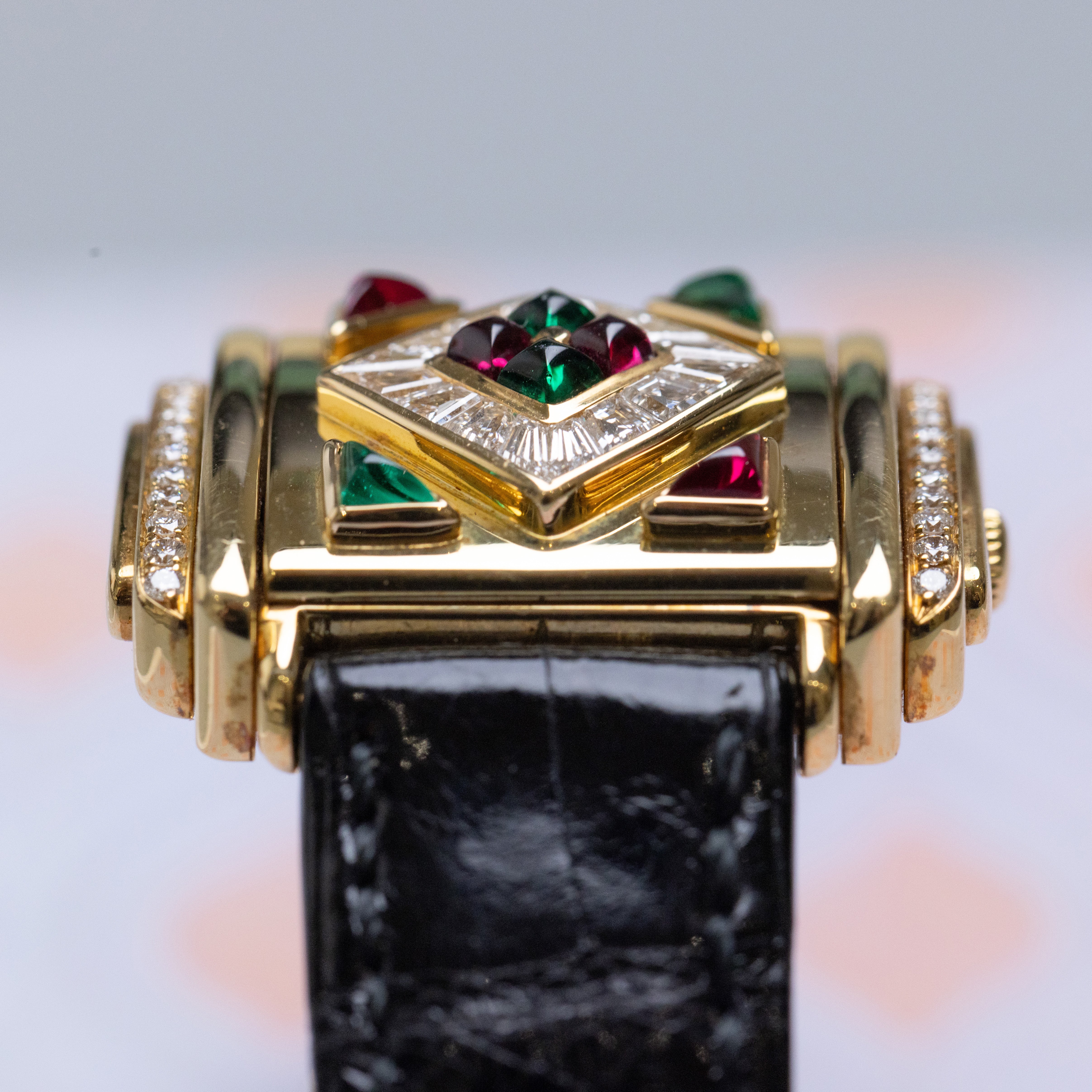 Rare Piaget Secret | REF. 16988 | Ruby, Emerald & 'Cut to Measure' Diamonds | 29mm | 18k Yellow Gold