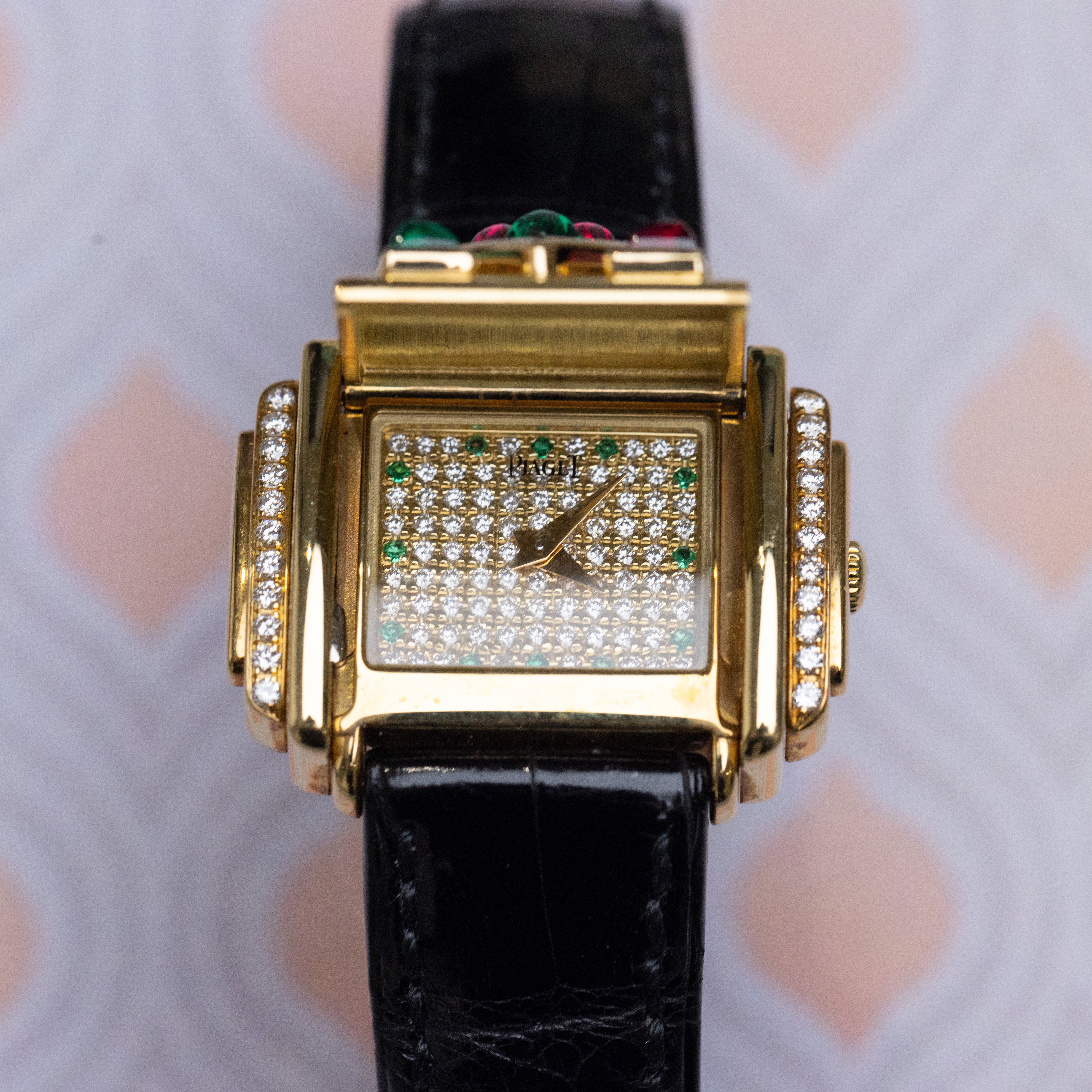 Rare Piaget Secret | REF. 16988 | Ruby, Emerald & 'Cut to Measure' Diamonds | 29mm | 18k Yellow Gold