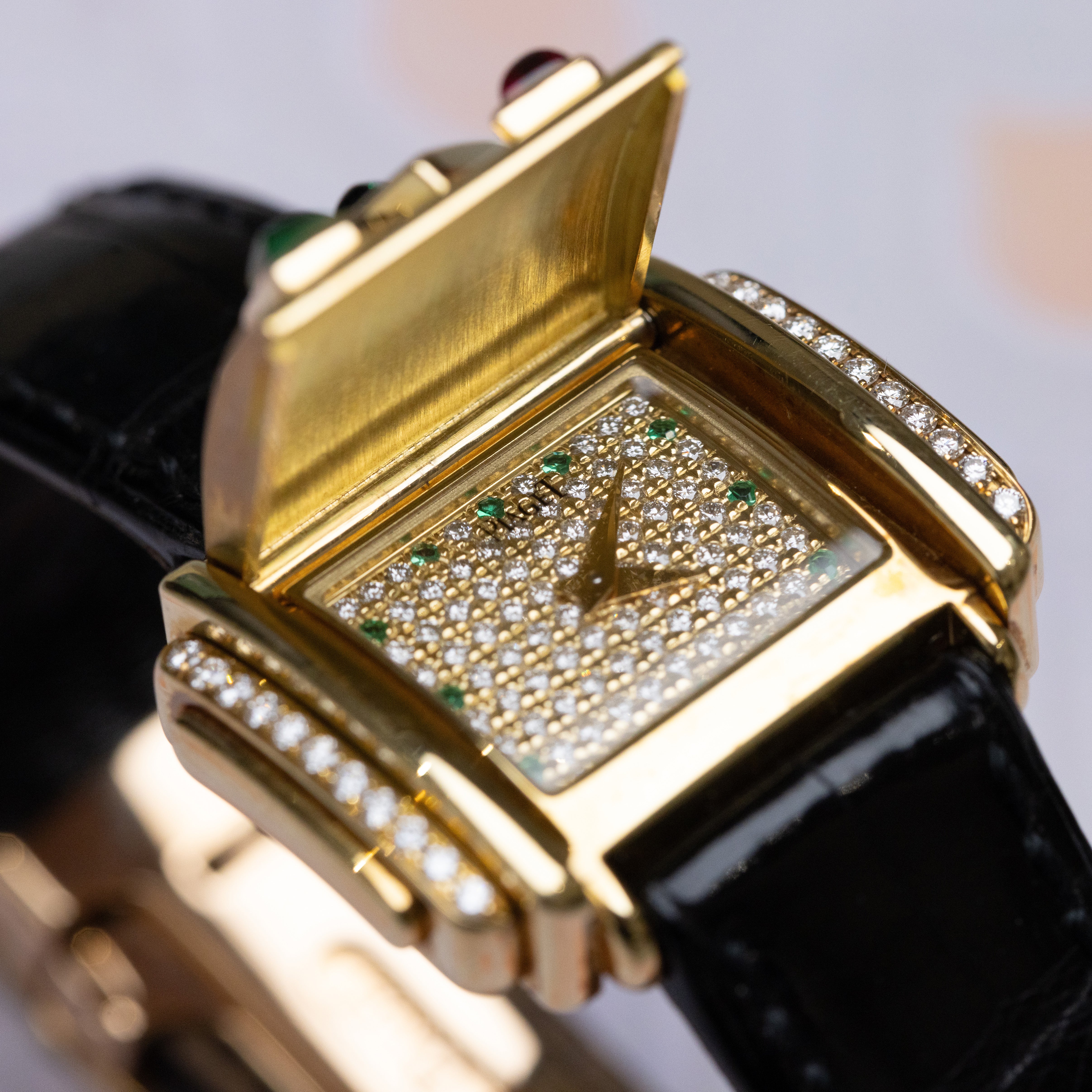 Rare Piaget Secret | REF. 16988 | Ruby, Emerald & 'Cut to Measure' Diamonds | 29mm | 18k Yellow Gold