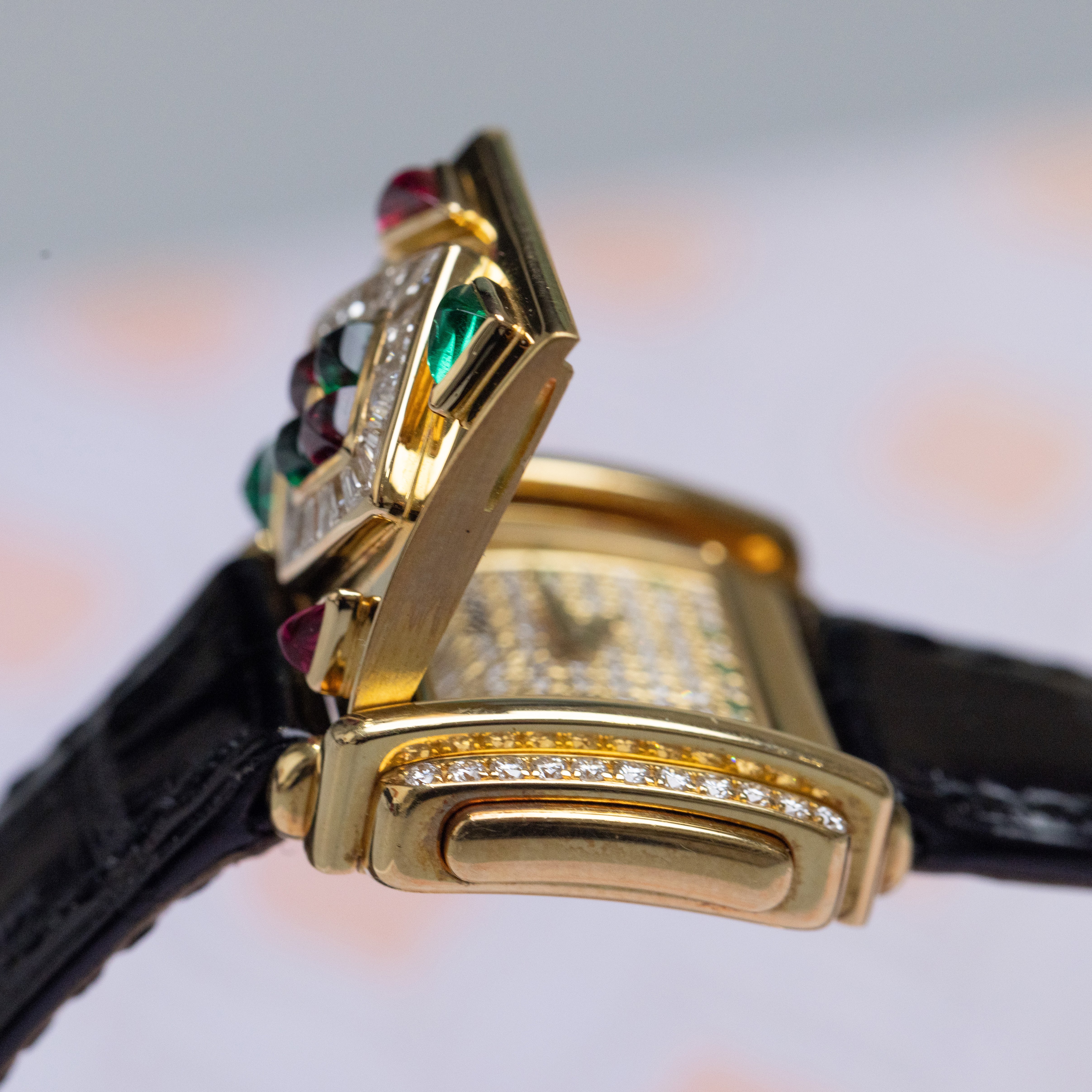 Rare Piaget Secret | REF. 16988 | Ruby, Emerald & 'Cut to Measure' Diamonds | 29mm | 18k Yellow Gold