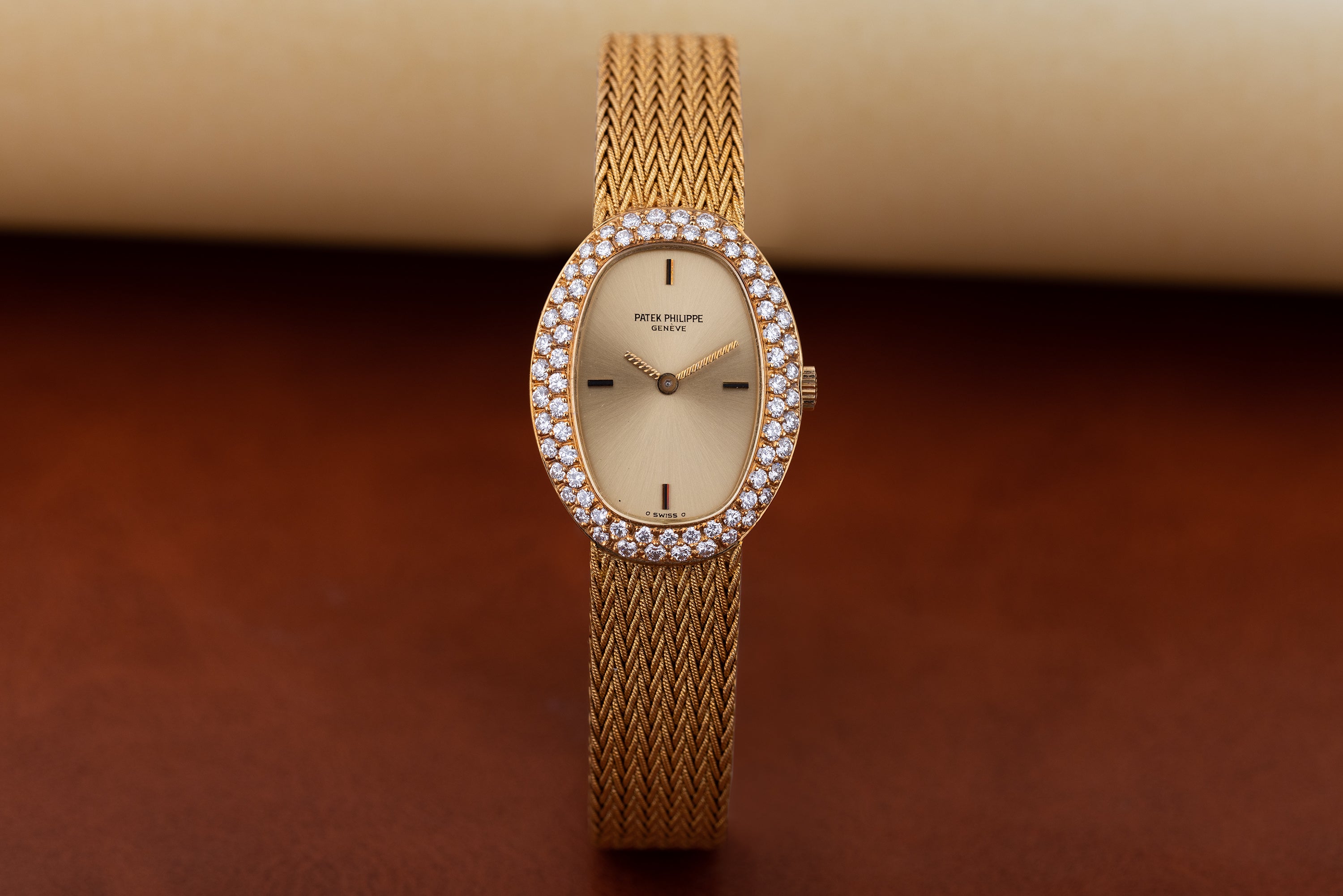 Patek Philippe Lady Wristwatch | Double Row Diamond Bezel | Circa 1980s | 18k Yellow Gold | 21mm