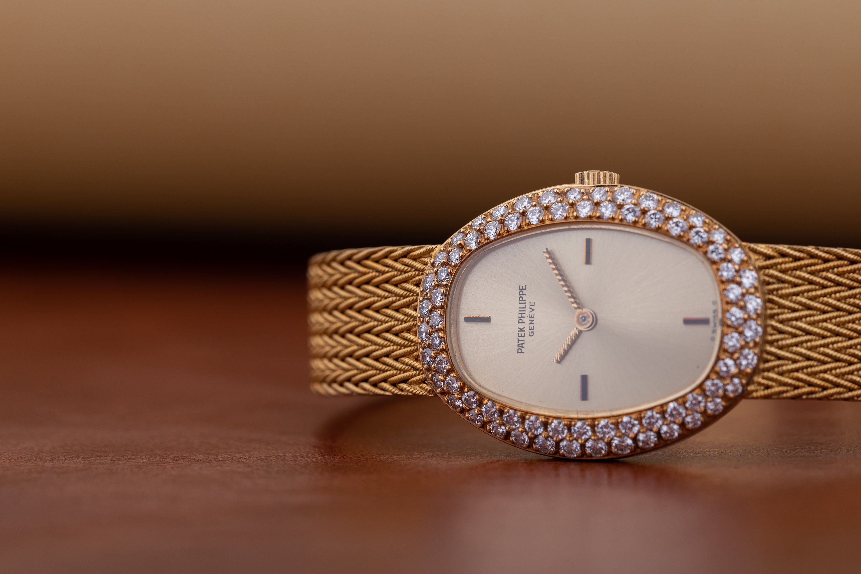 Patek Philippe Lady Wristwatch | Double Row Diamond Bezel | Circa 1980s | 18k Yellow Gold | 21mm