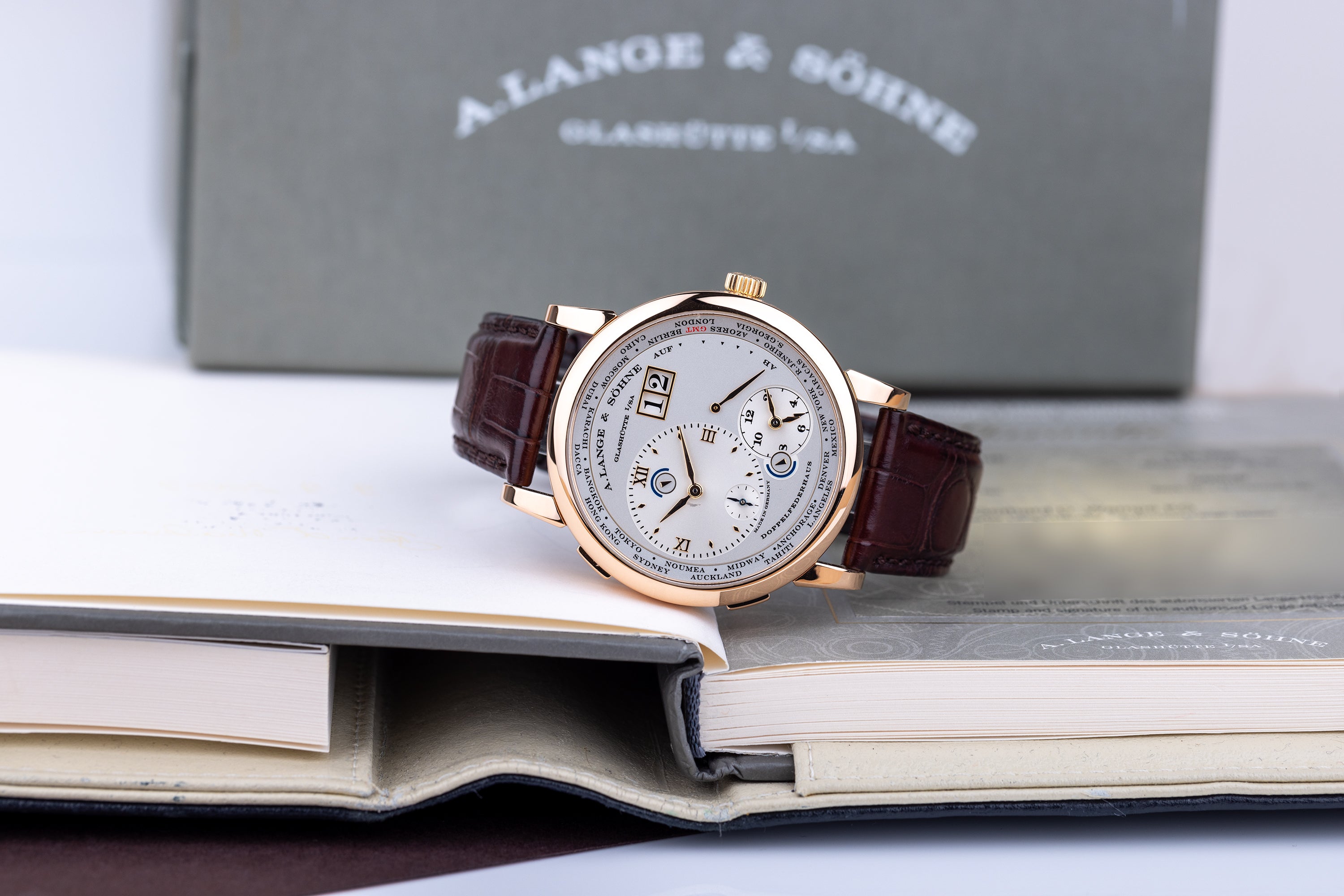 A. Lange & Söhne Lange 1 Time Zone | REF. 116.032 | 18k Rose Gold | Silver Dial | Box & Papers | 2009