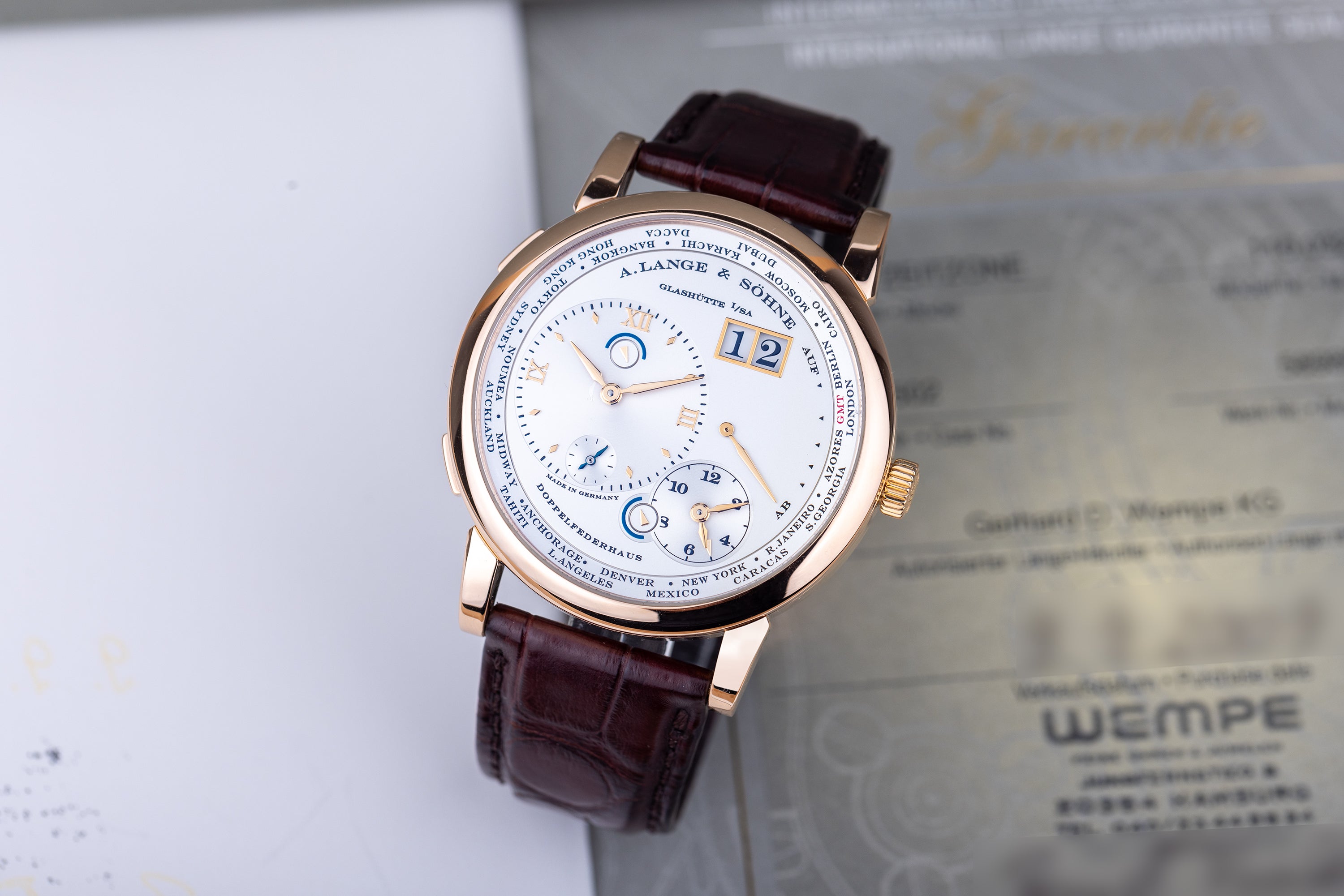 A. Lange & Söhne Lange 1 Time Zone | REF. 116.032 | 18k Rose Gold | Silver Dial | Box & Papers | 2009