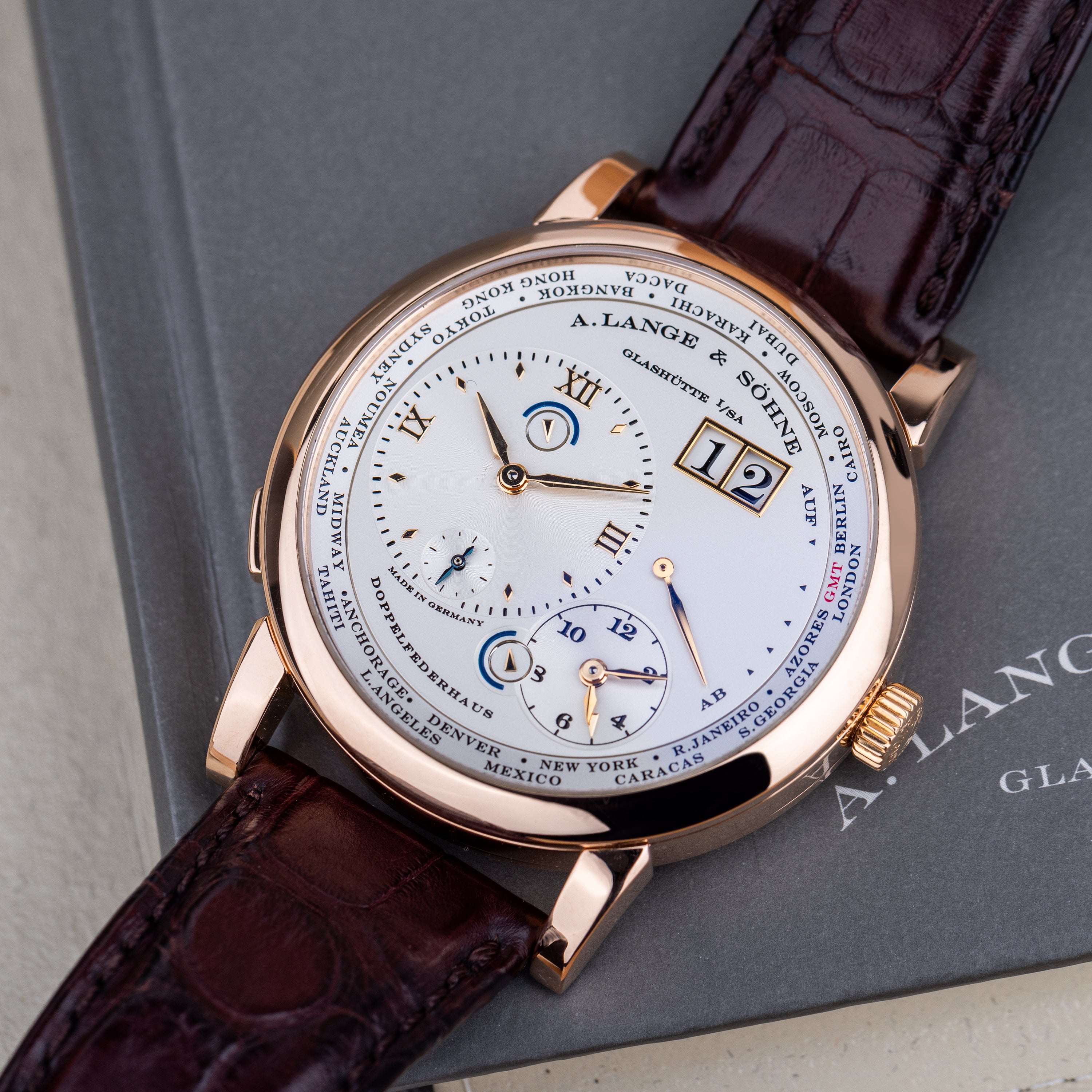 A. Lange & Söhne Lange 1 Time Zone | REF. 116.032 | 18k Rose Gold | Silver Dial | Box & Papers | 2009