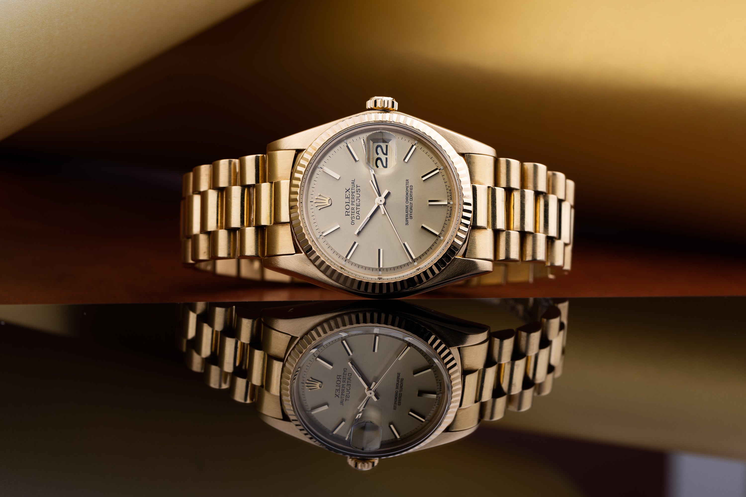 Rolex DateJust 36 | REF. 1601/8 | Gold Dial | 18k Yellow Gold | Rolex Service Papers
