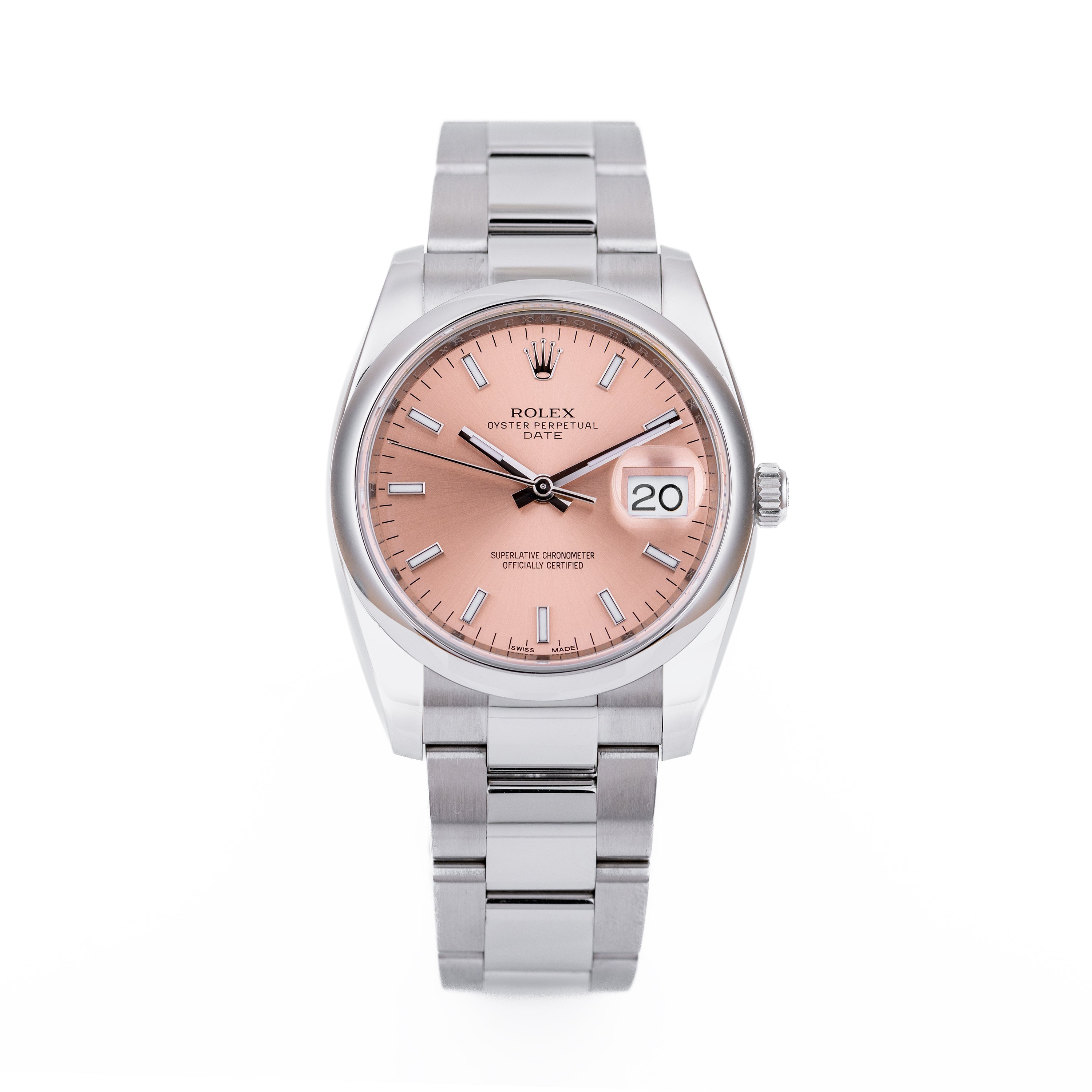 Rolex Date | REF. 115200 | Salmon Pink Dial | Box & Papers | 2019 | Stainless Steel