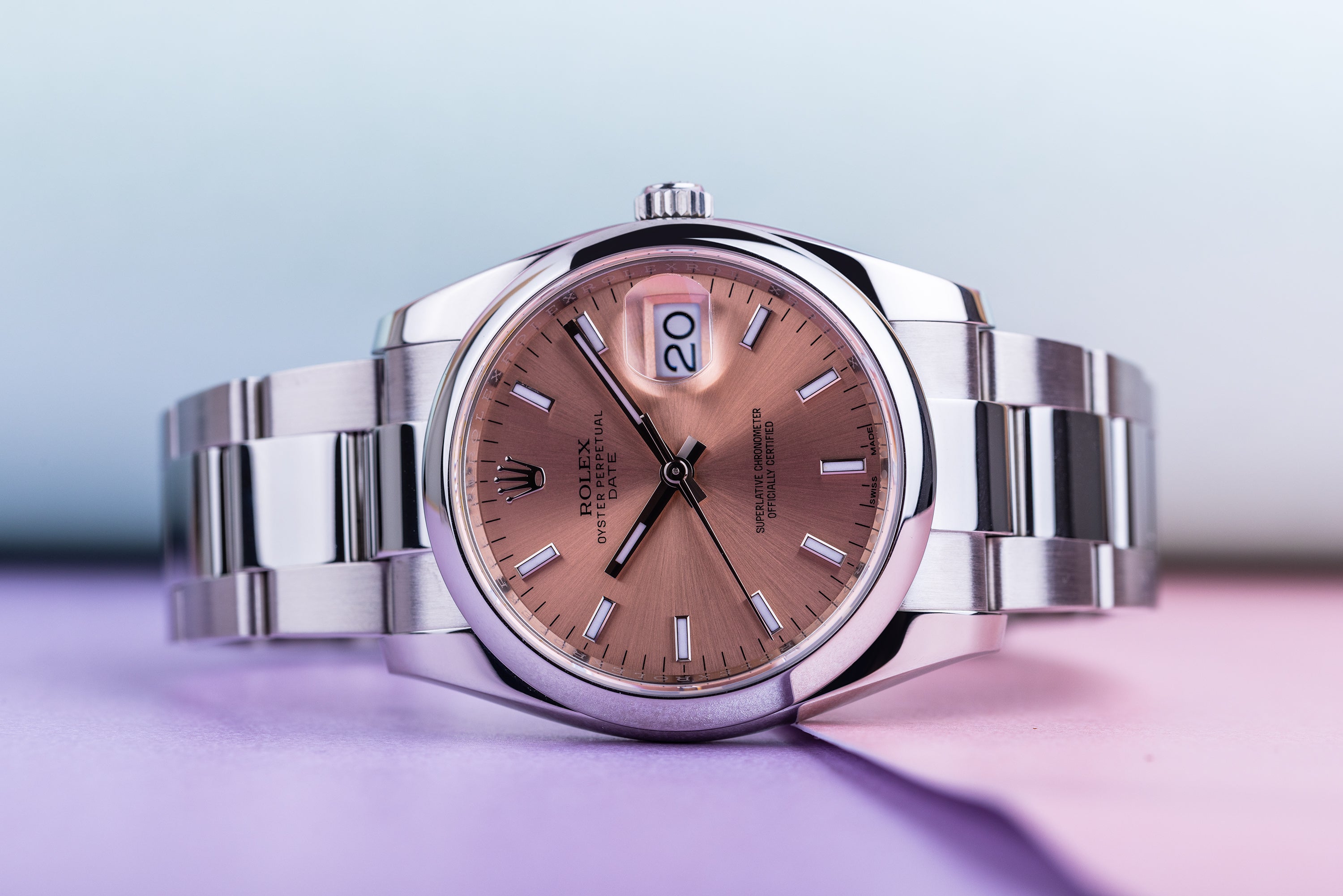 Rolex Date | REF. 115200 | Salmon Pink Dial | Box & Papers | 2019 | Stainless Steel