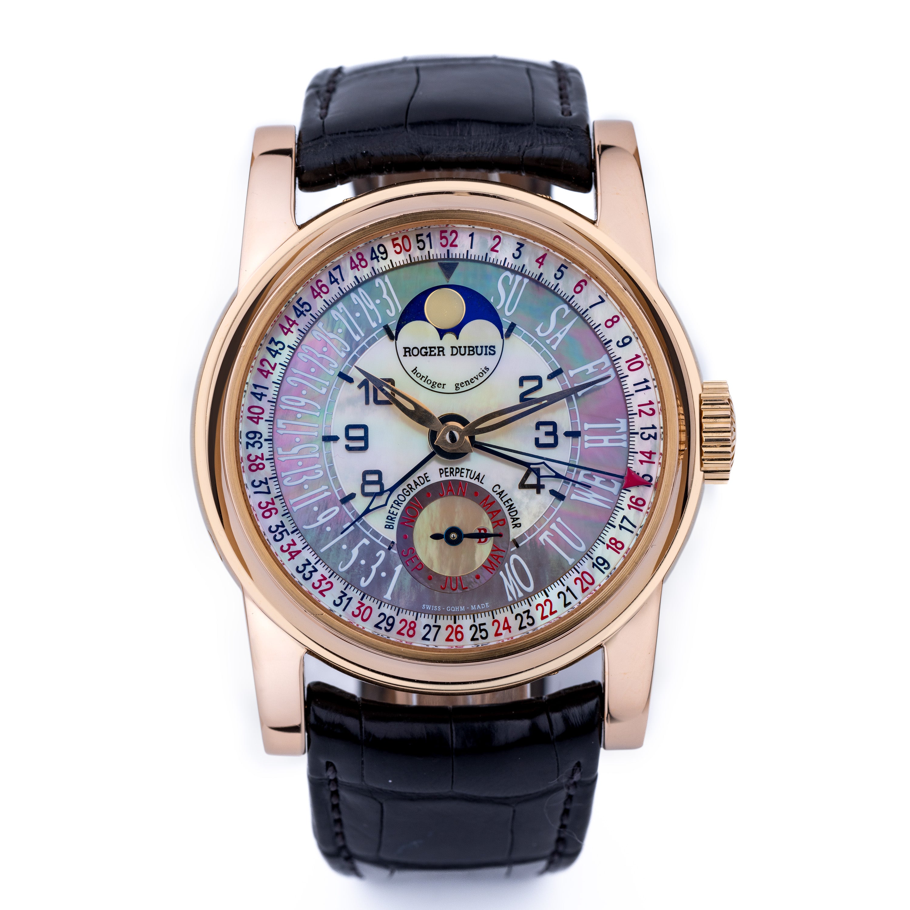 Roger Dubuis | REF. HO43 55710 5 | Hommage Biretrograde Perpetual Calendar | 18k Rose Gold | 43.5mm | Limited 28 Pieces | Box & Papers | 2004