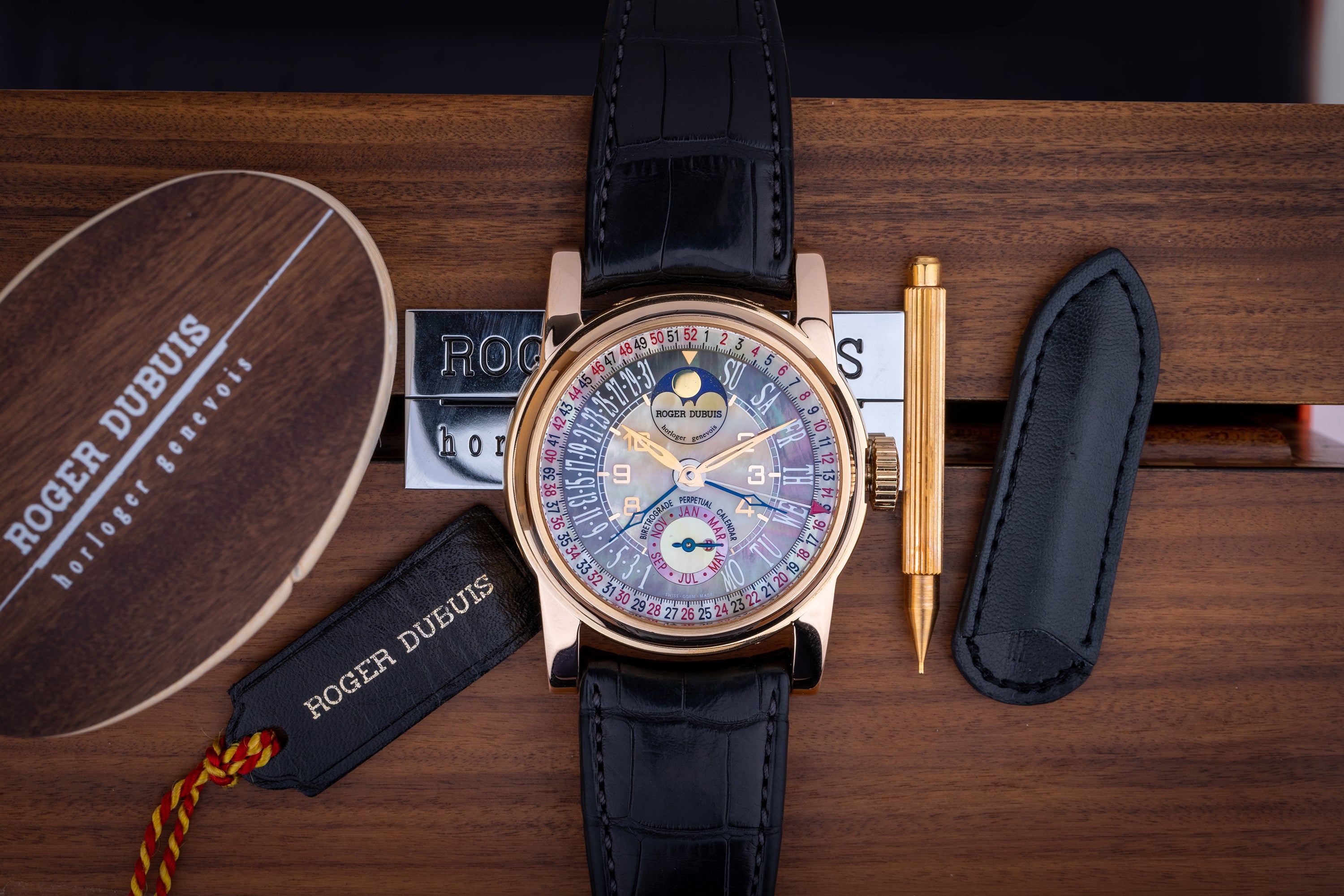 Roger Dubuis | REF. HO43 55710 5 | Hommage Biretrograde Perpetual Calendar | 18k Rose Gold | 43.5mm | Limited 28 Pieces | Box & Papers | 2004