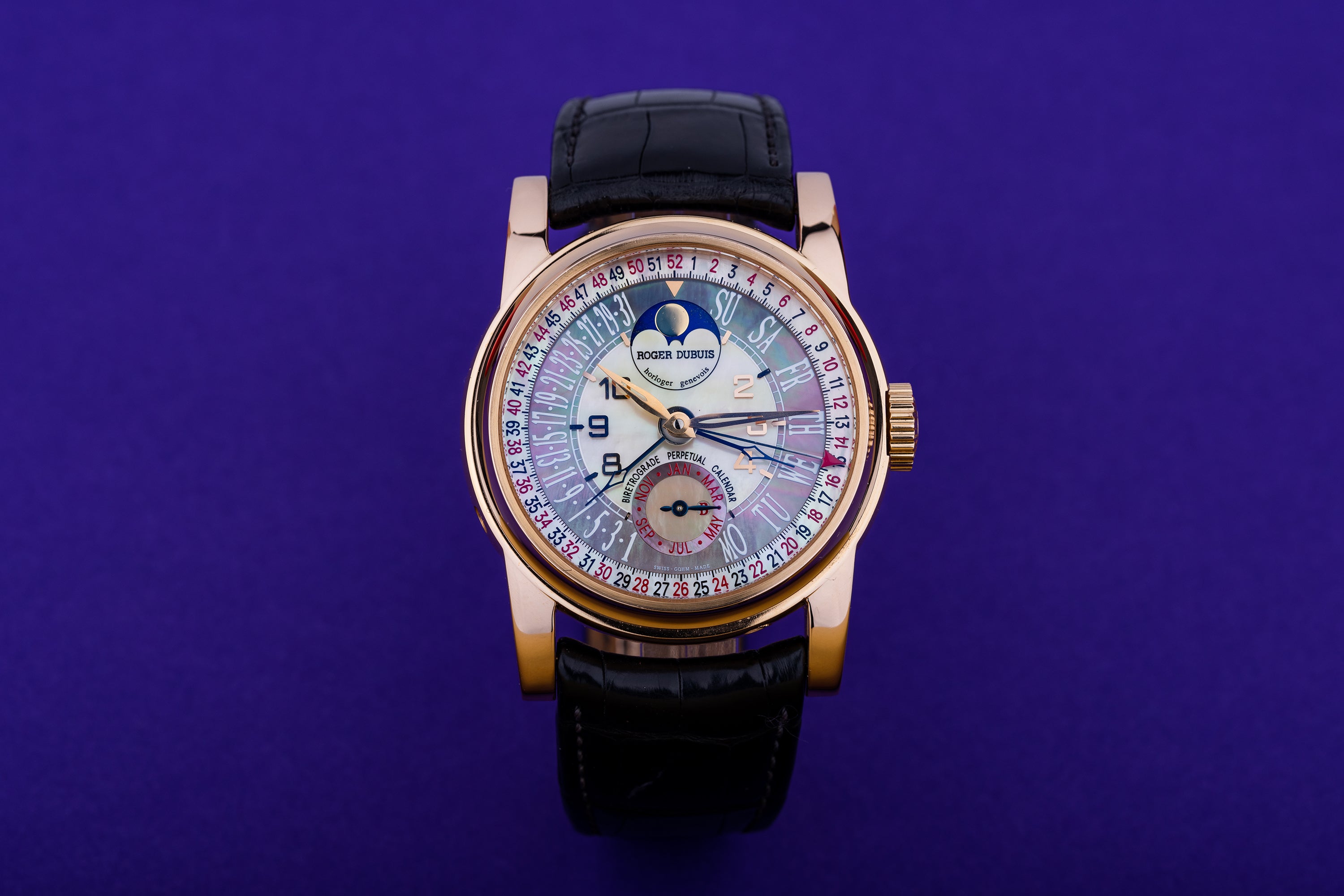 Roger Dubuis | REF. HO43 55710 5 | Hommage Biretrograde Perpetual Calendar | 18k Rose Gold | 43.5mm | Limited 28 Pieces | Box & Papers | 2004