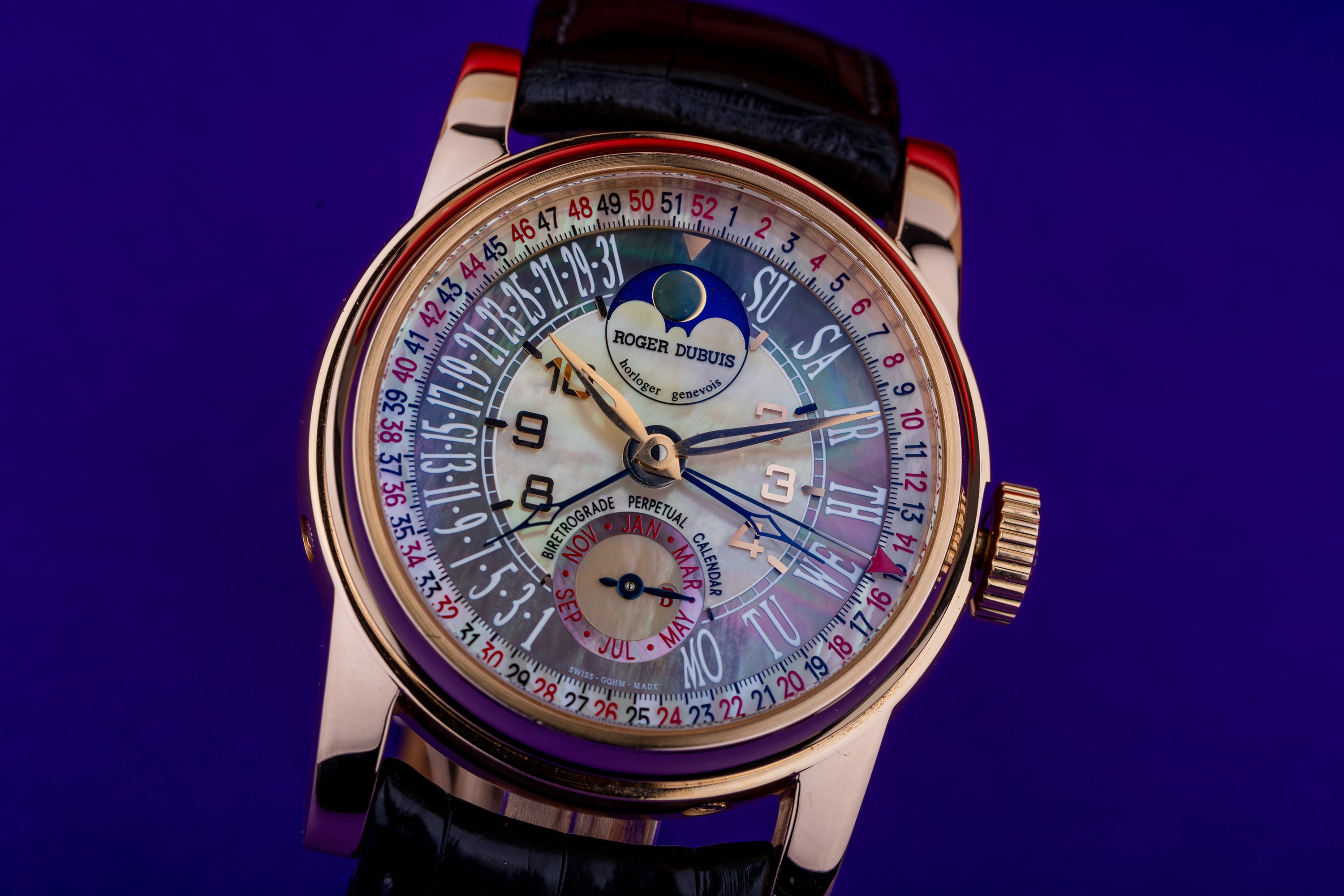 Roger Dubuis | REF. HO43 55710 5 | Hommage Biretrograde Perpetual Calendar | 18k Rose Gold | 43.5mm | Limited 28 Pieces | Box & Papers | 2004