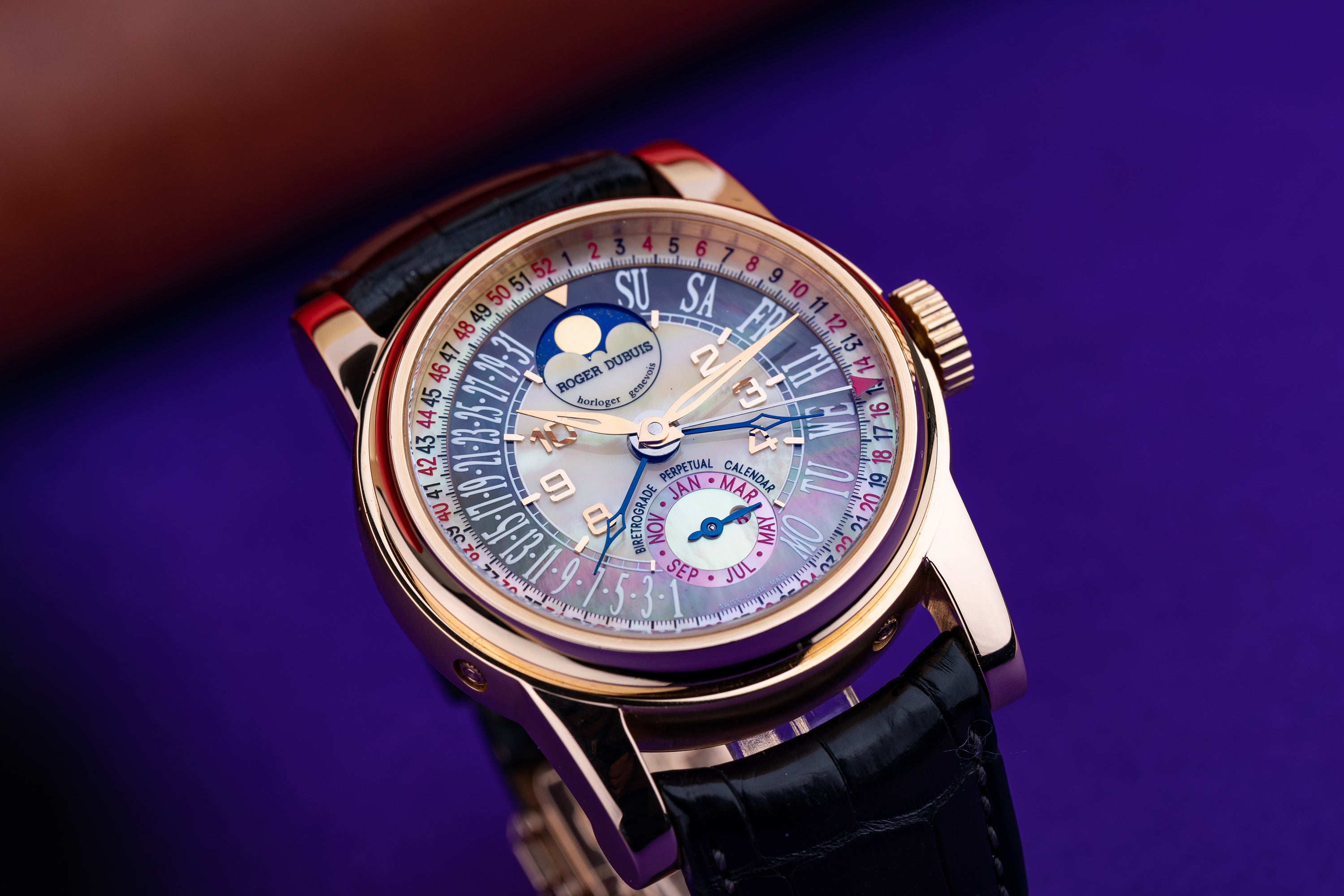 Roger Dubuis | REF. HO43 55710 5 | Hommage Biretrograde Perpetual Calendar | 18k Rose Gold | 43.5mm | Limited 28 Pieces | Box & Papers | 2004