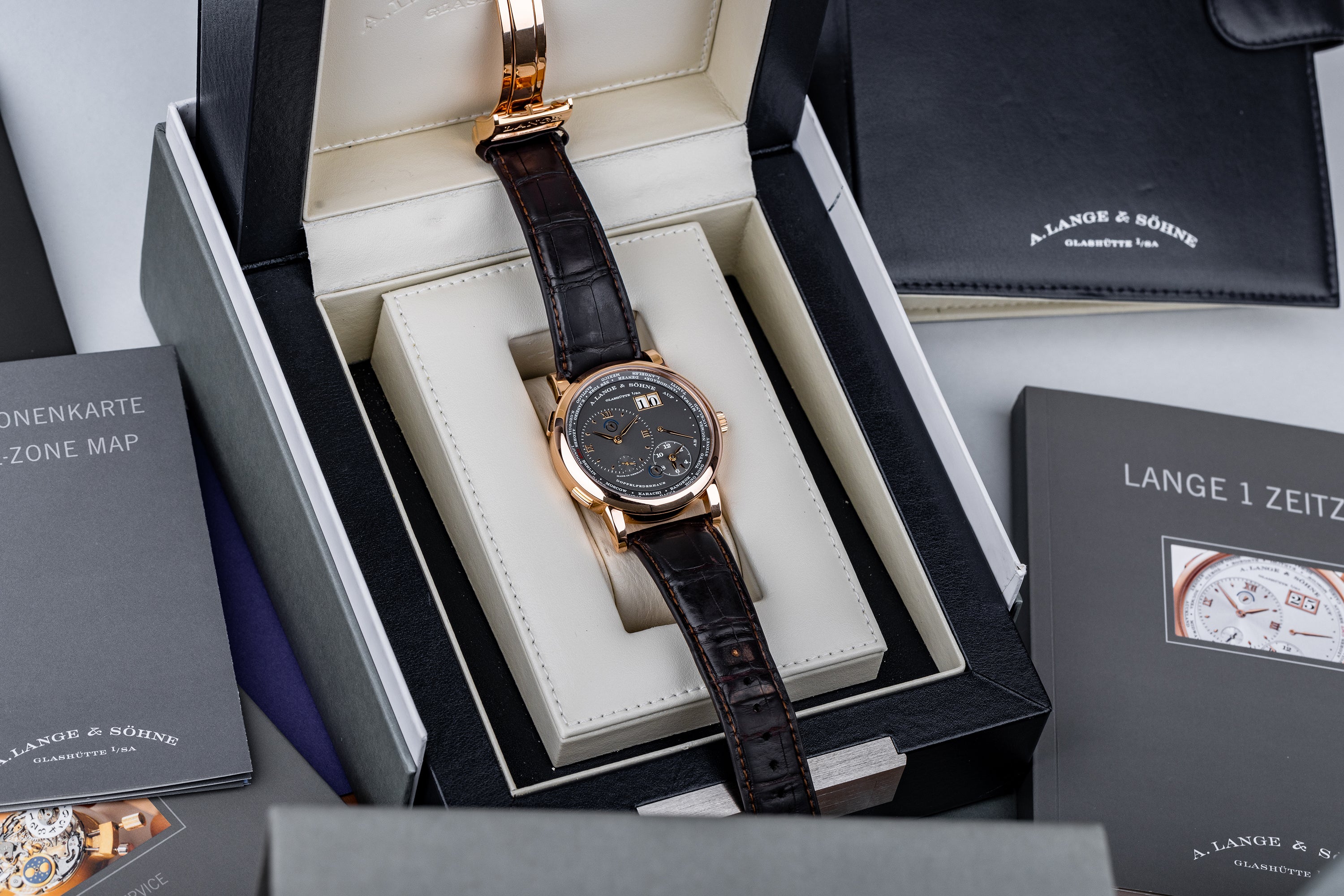A. Lange & Söhne Lange 1 Time Zone | REF. 116.033 | 18k Rose Gold | Grey Dial | 2009 | Box & Papers