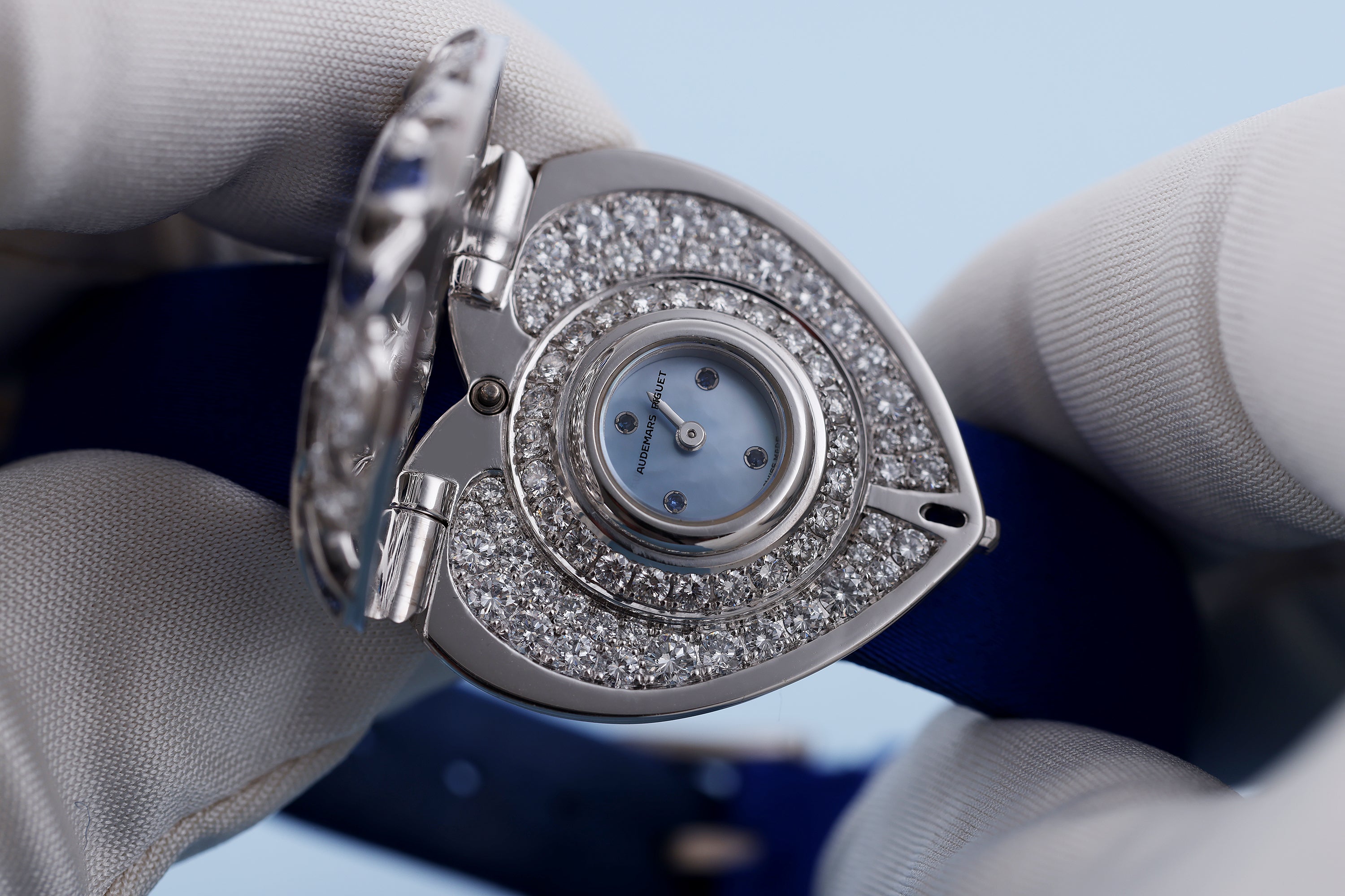 Rare Audemars Piguet Vintage Heart-Shaped Ladies Wristwatches | Set of 3 | REF. 67039BC | Emerald, Ruby & Sapphire Variety | Mother of Pearl Dial | 18k White Gold | Circa 1990's