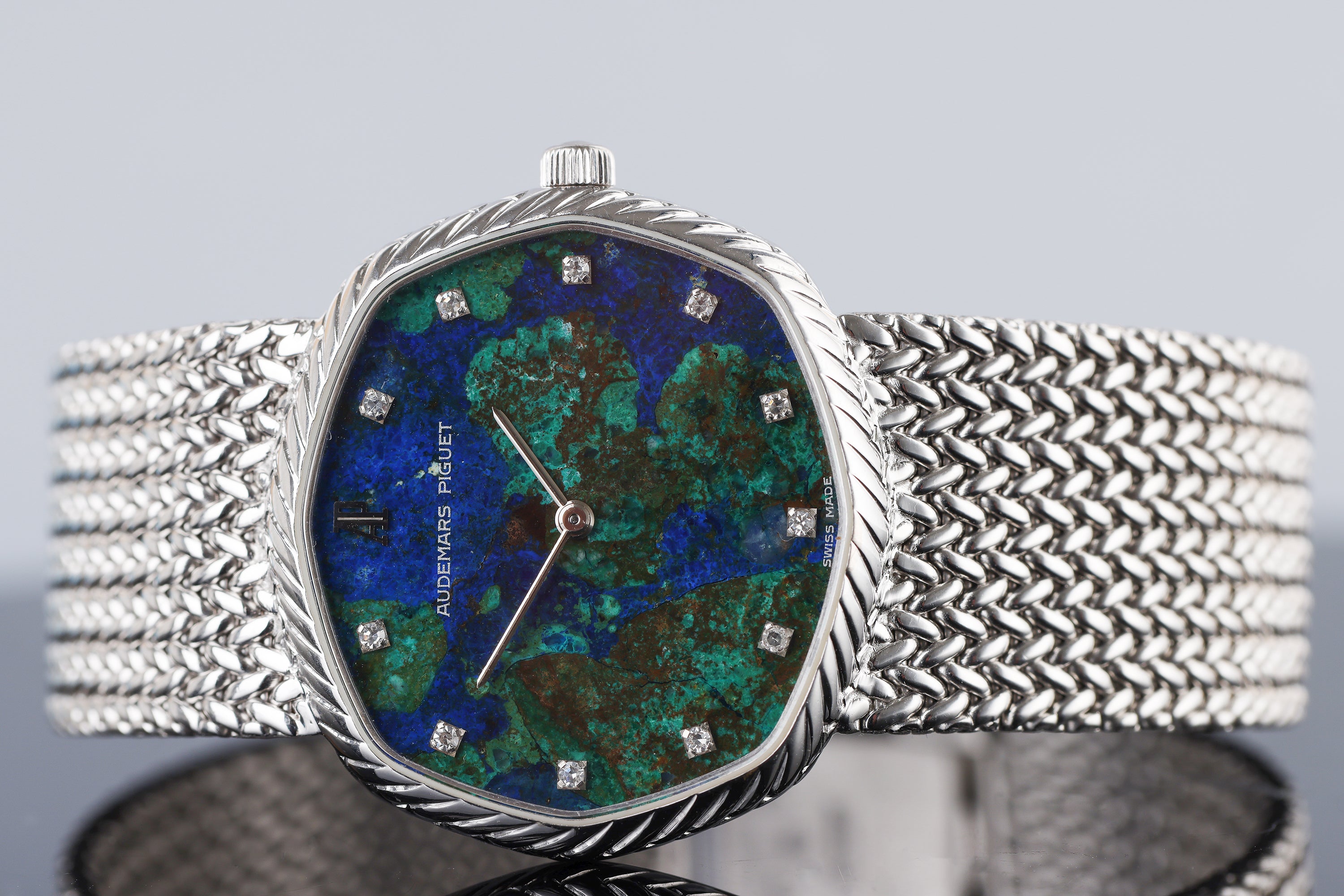 Rare Audemars Piguet 1980's Watch | Azurmalachite Dial | Octagonal Bezel | 18k White Gold | 32mm | Manual Wind
