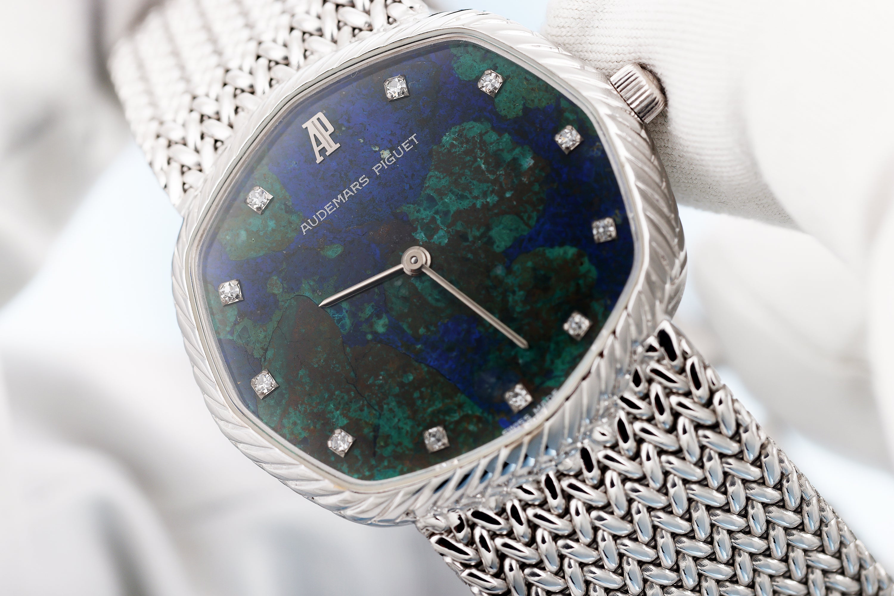 Rare Audemars Piguet 1980's Watch | Azurmalachite Dial | Octagonal Bezel | 18k White Gold | 32mm | Manual Wind
