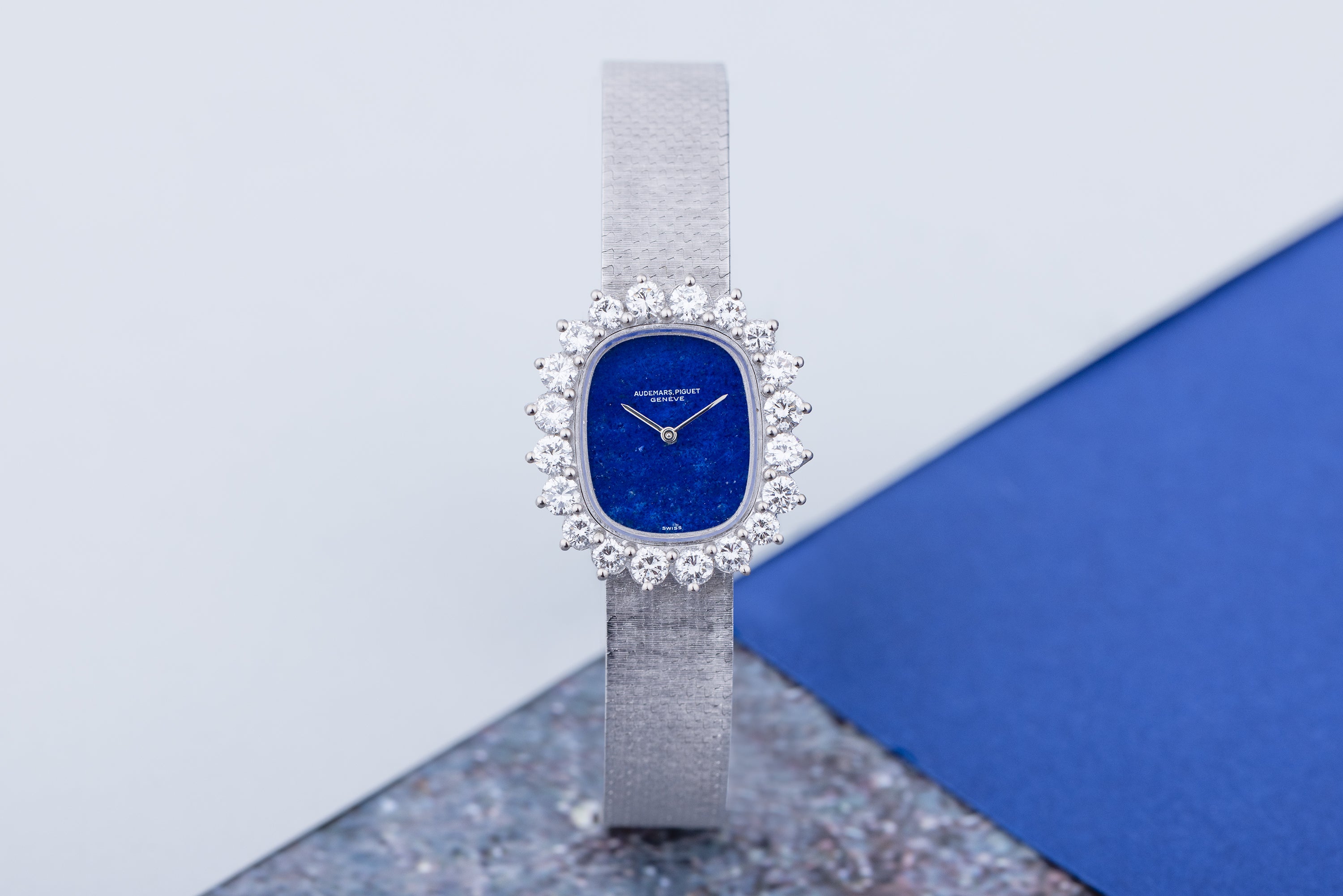 Audemars Piguet 1980s Vintage Watch | Lapis Lazuli Dial | Diamond Bezel | 18k White Gold