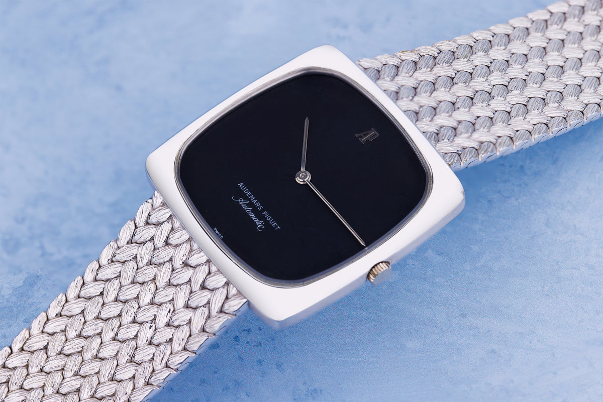 Audemars Piguet 1970's-1980's Vintage Watch | Square-Shaped | Black Dial | 18k White Gold | Automatic | 34mm