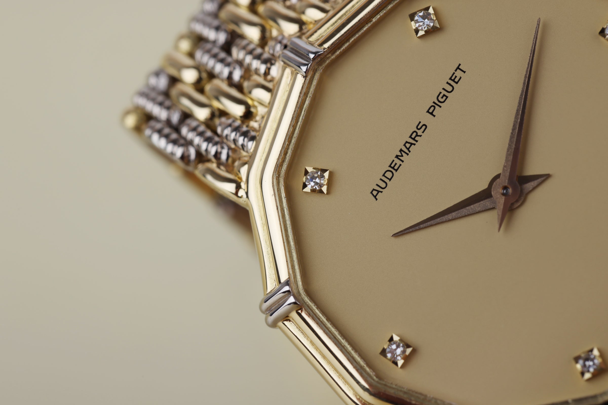 Audemars Piguet Vintage Dodecagon-Shaped Wrist Watch | Gold Diamond Dial | Two-tone 18k White & Yellow Gold | 30mm | Manual Wind | Circa 1980's