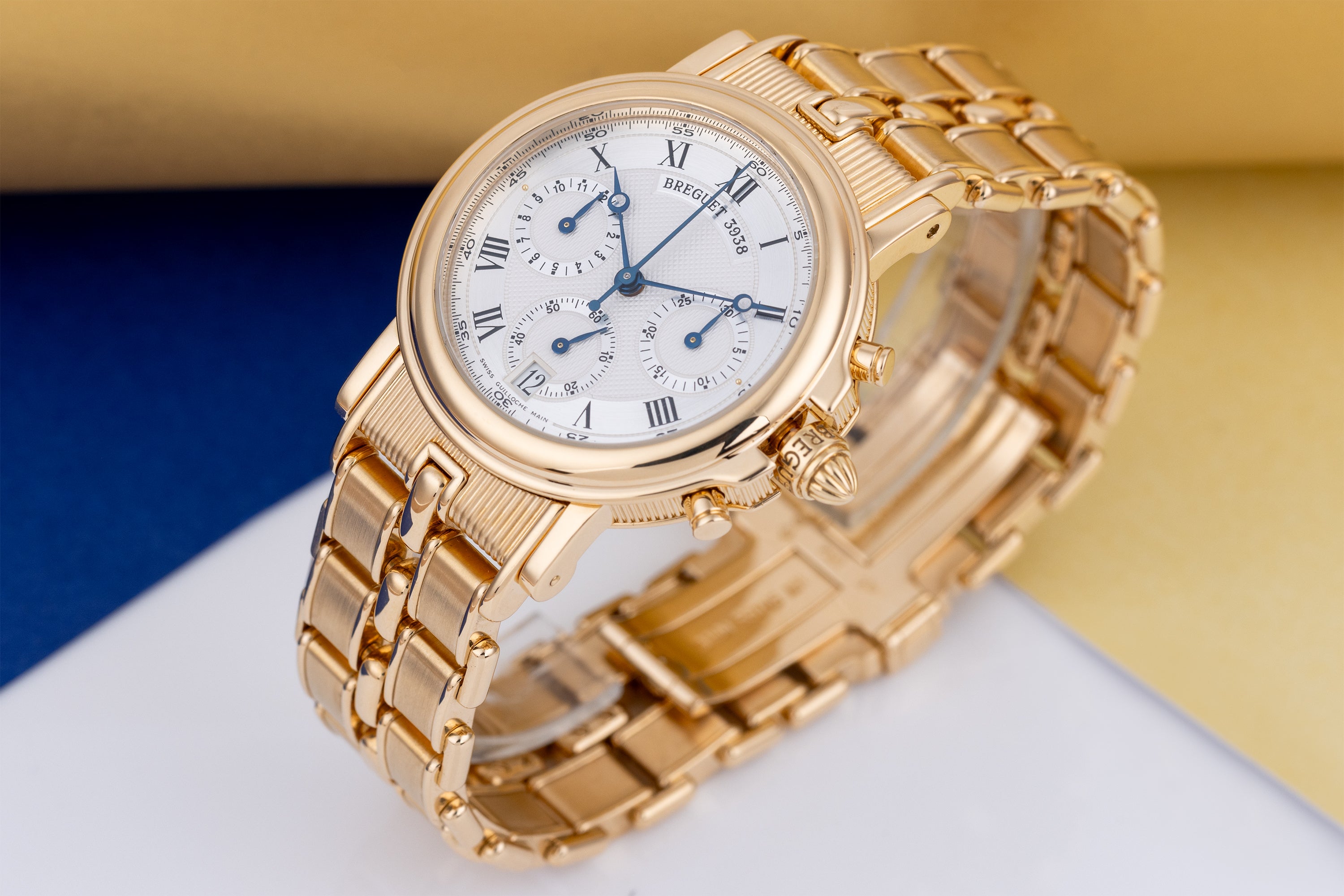 Breguet Marine Chronograph | REF. 3460BA/12/A90 | Silver Dial | 36.5mm | 18k Yellow Gold